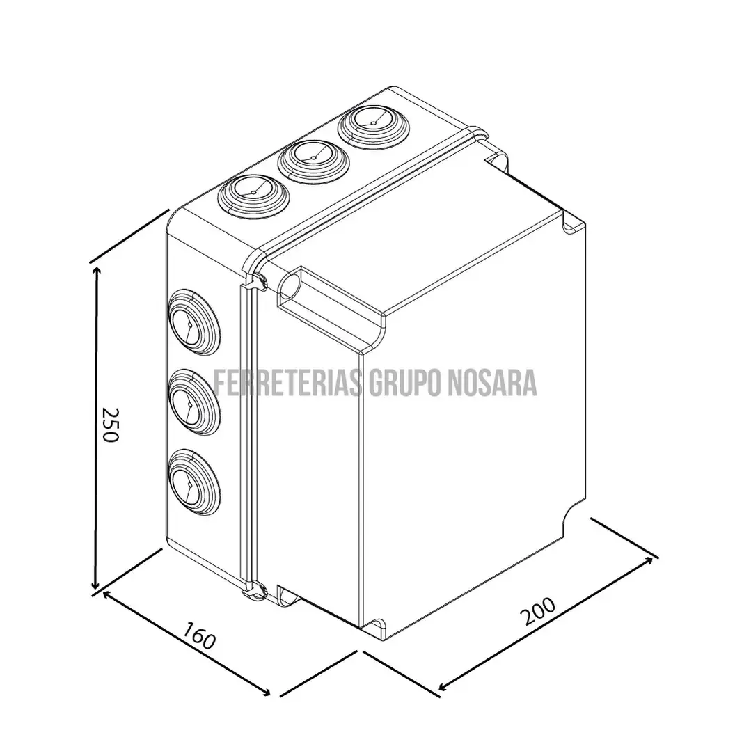 CAJA INTEMP PLEXO C/CONOS 250X200X160MM-