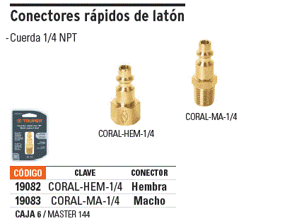 Conector rápido, tipo M, niquelado, cuerda 1/4 NPT, macho/ 19083-
