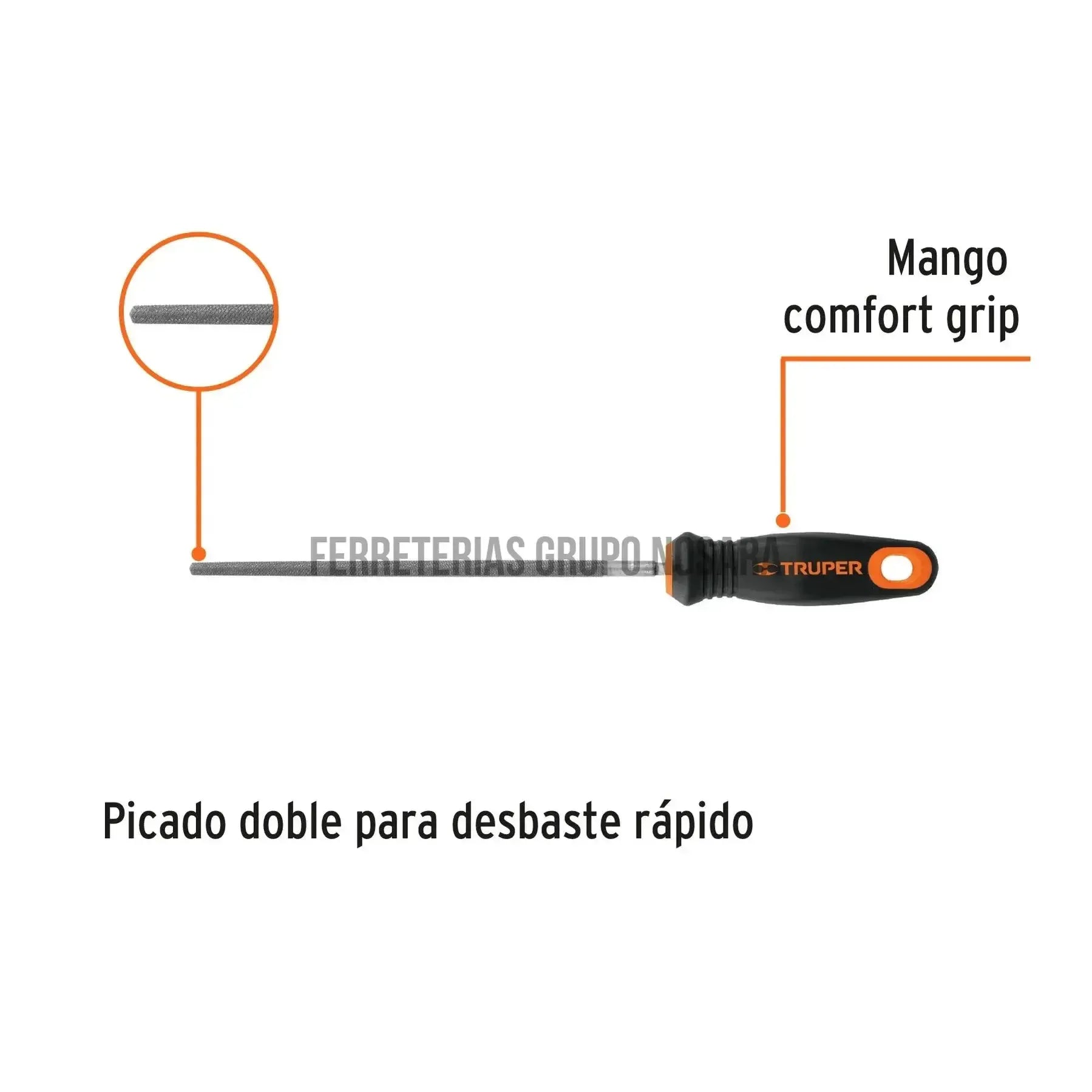 TRUPER LIMA REDONDA 8" C/MANGO #15316-