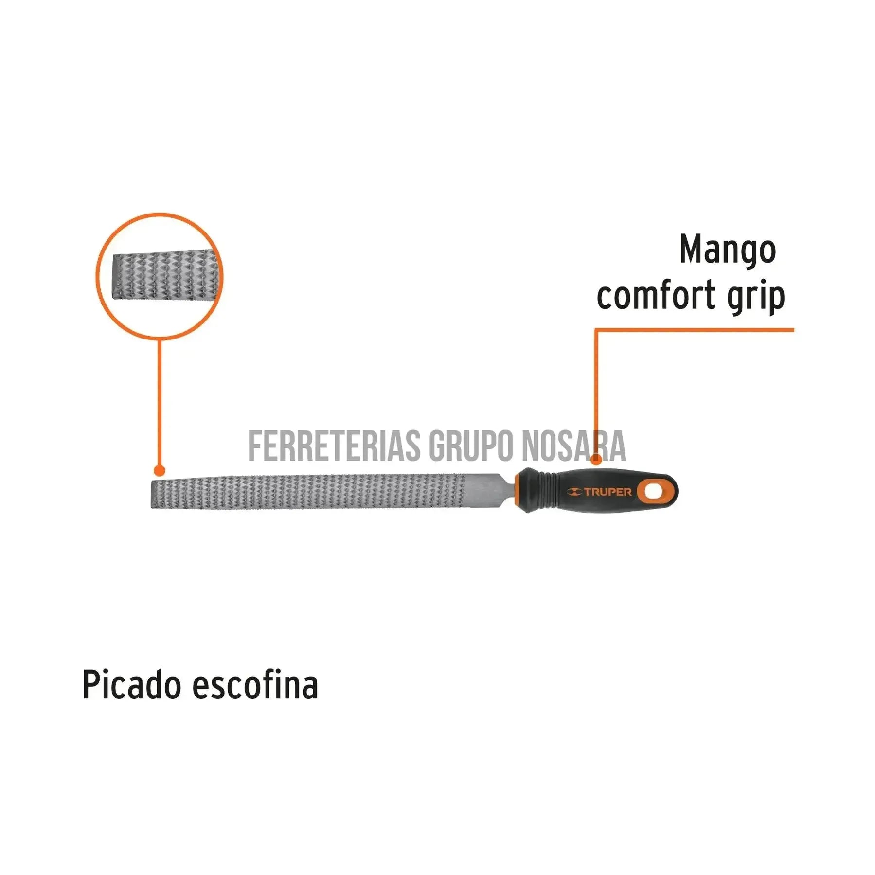 TRUPER LIMA ESCOFINA 8" C/MANGO #15321-
