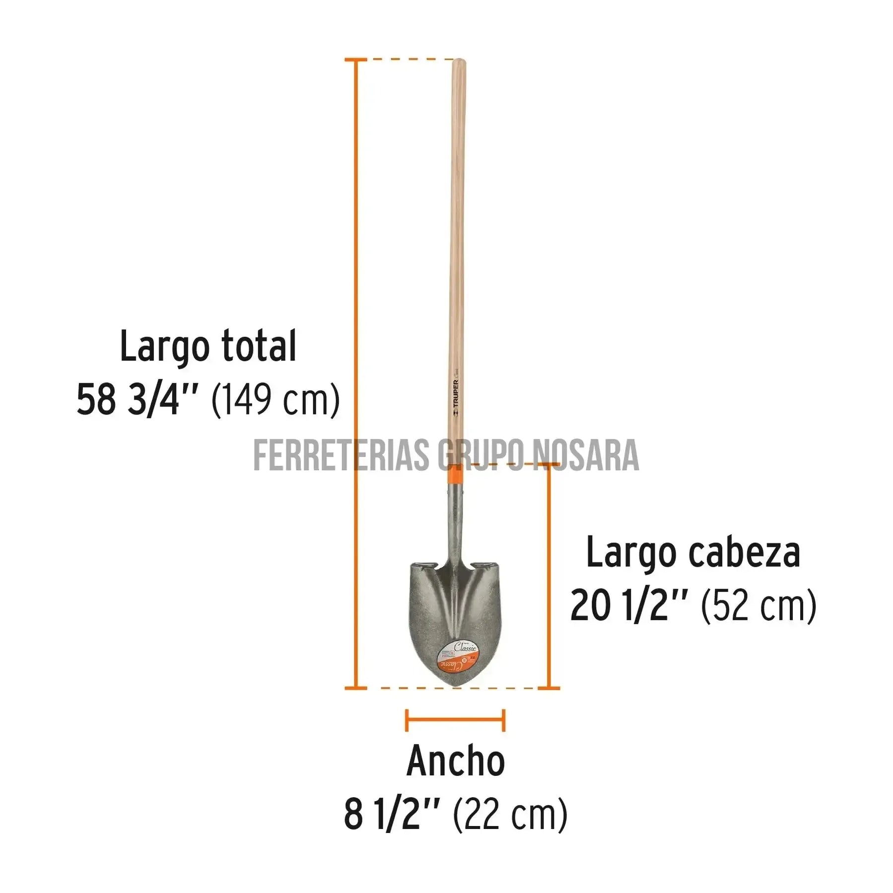 TRUPER PALA METAL LARGO CLASSIC 17169-