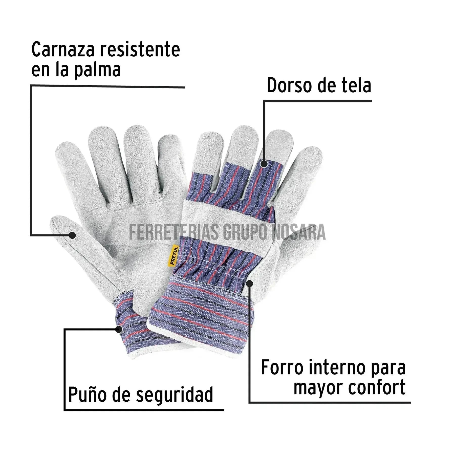 PRETUL GUANTE CUERO Y LONA #29976-