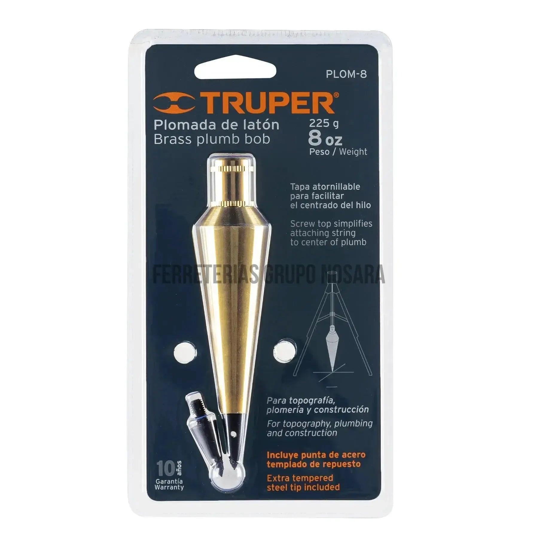 Plomada de latón 8 oz, Truper / 17070-
