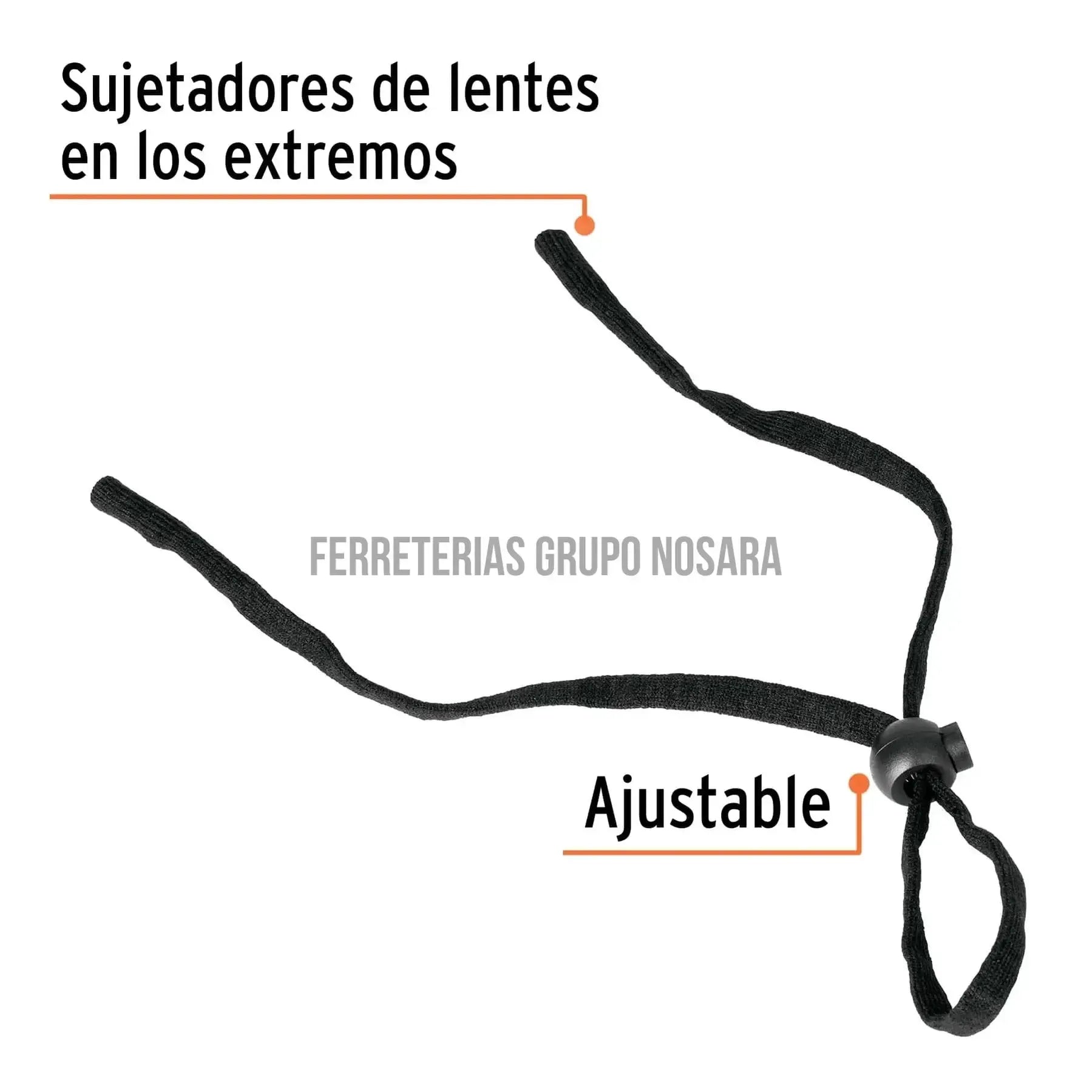 Cordón para lentes de seguridad, ajustable, Truper / 14306-