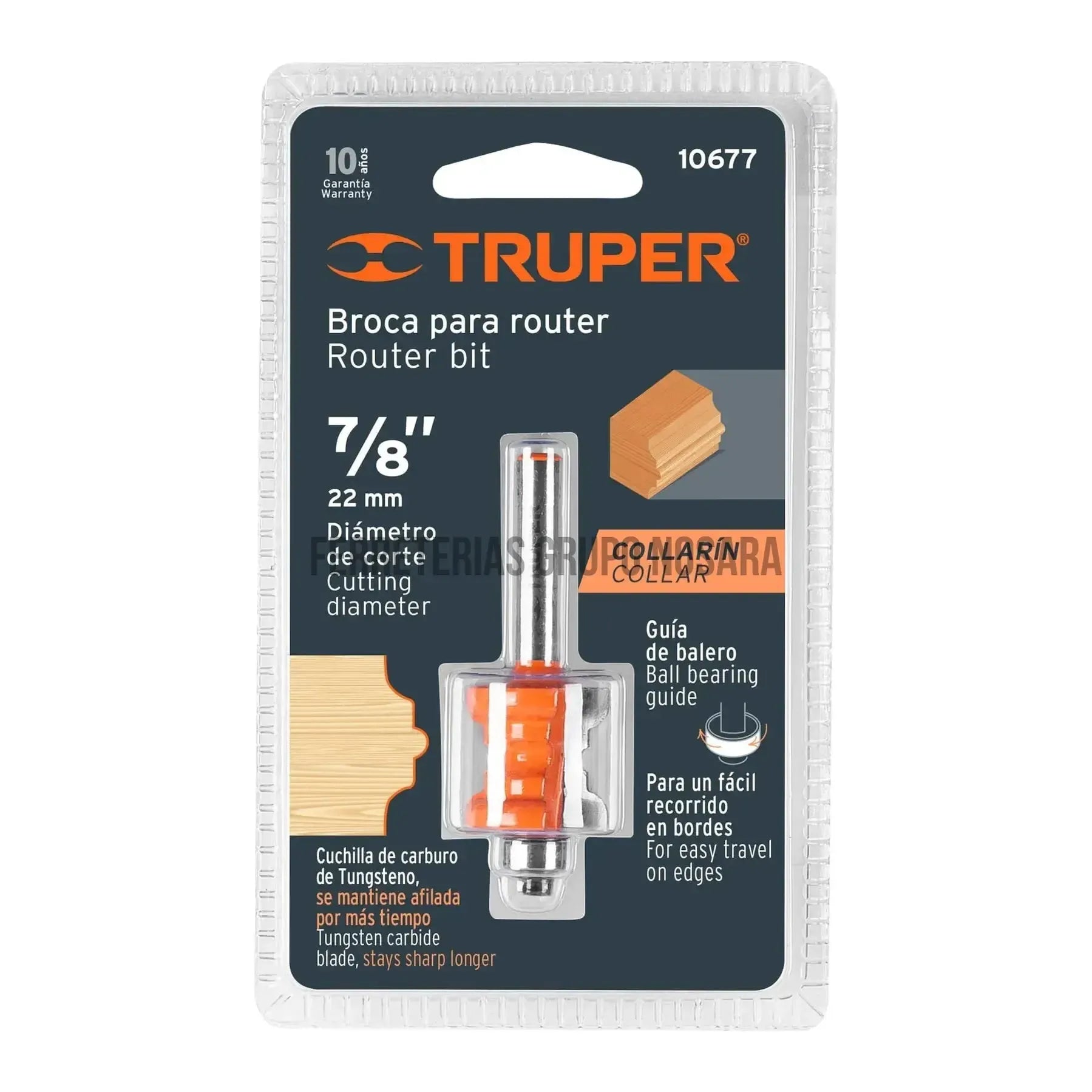 Broca para router, collarin, 7/8" con balero, Truper / 10677-