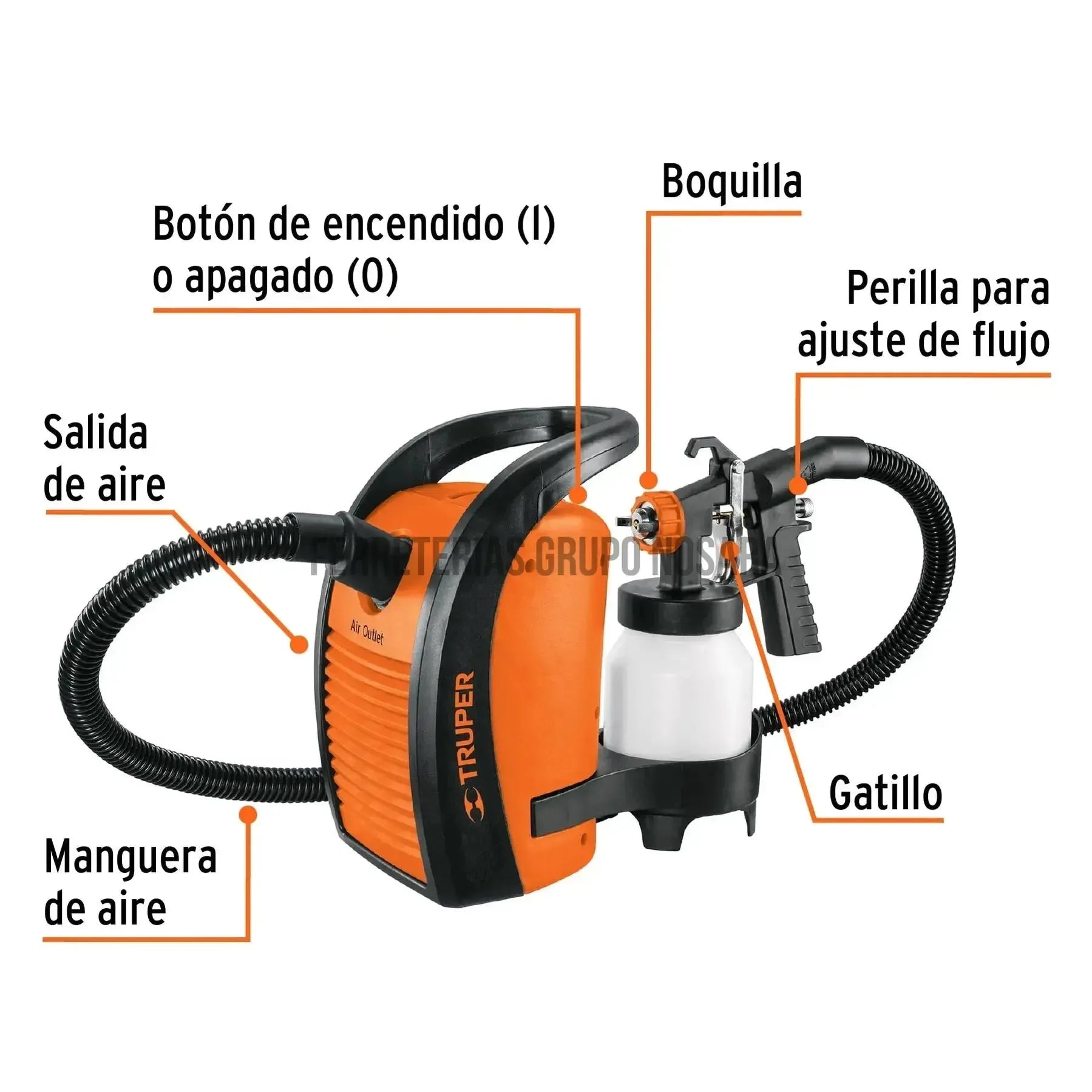 Pistola para pintar eléctrica de 600 W, Truper / 15383-