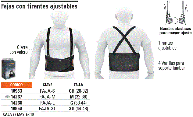 TRUPER FAJA TIRANTE AJUST TALLA XL 10954-
