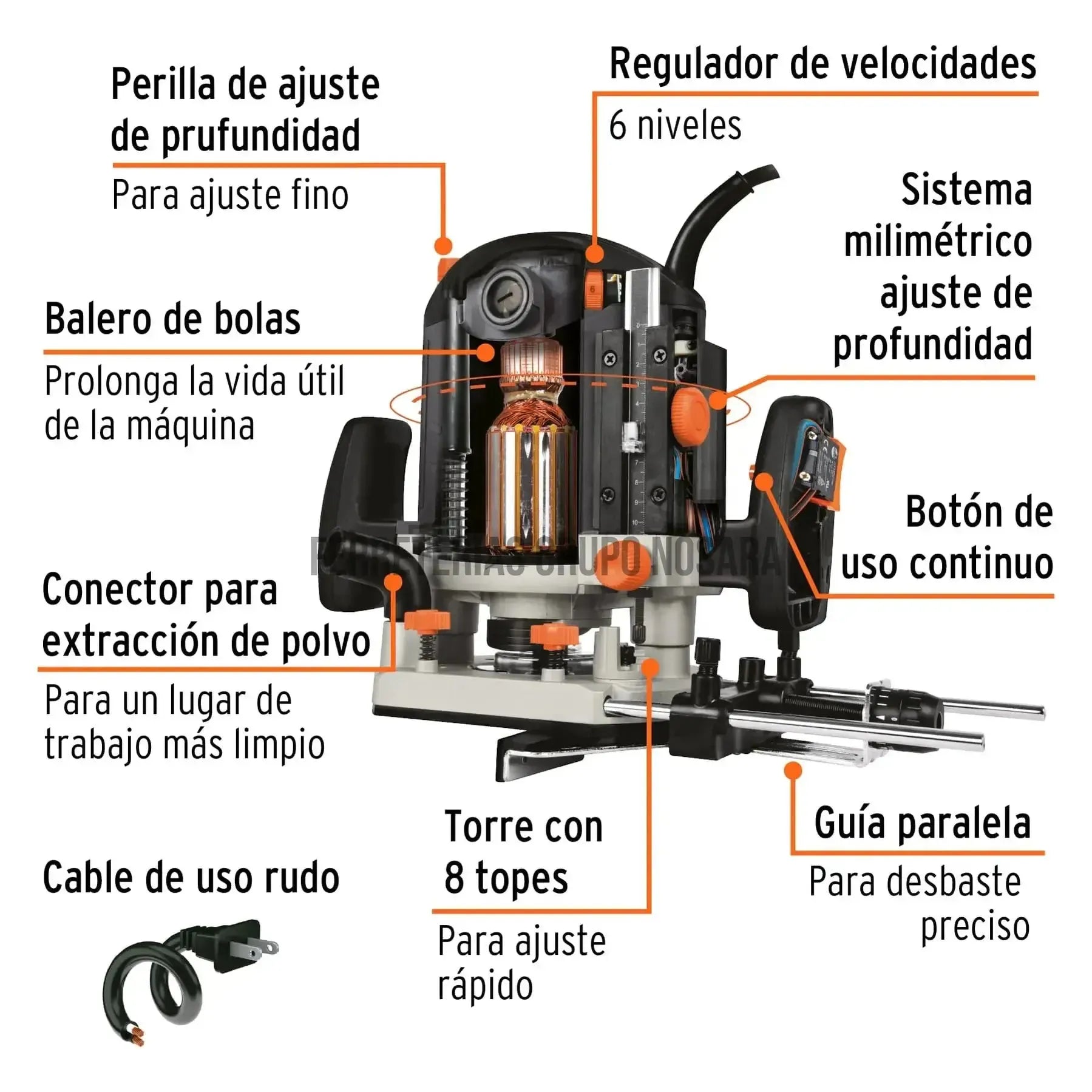 Router 1800 W 2-1/2 HP, industrial, Truper / 16611-