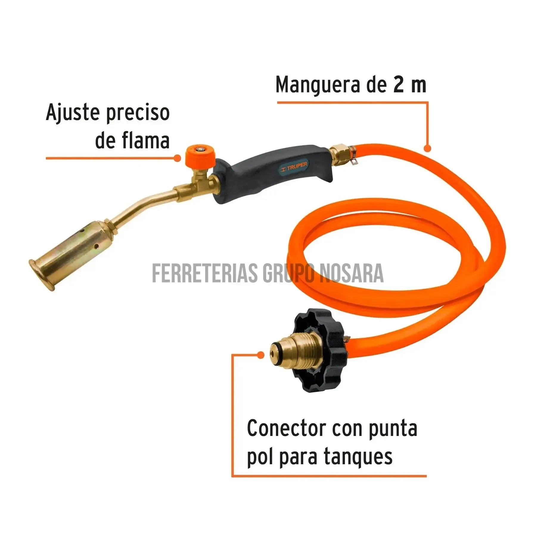 Soplete con manguera para gas, 200 PSI, Truper / 16920-