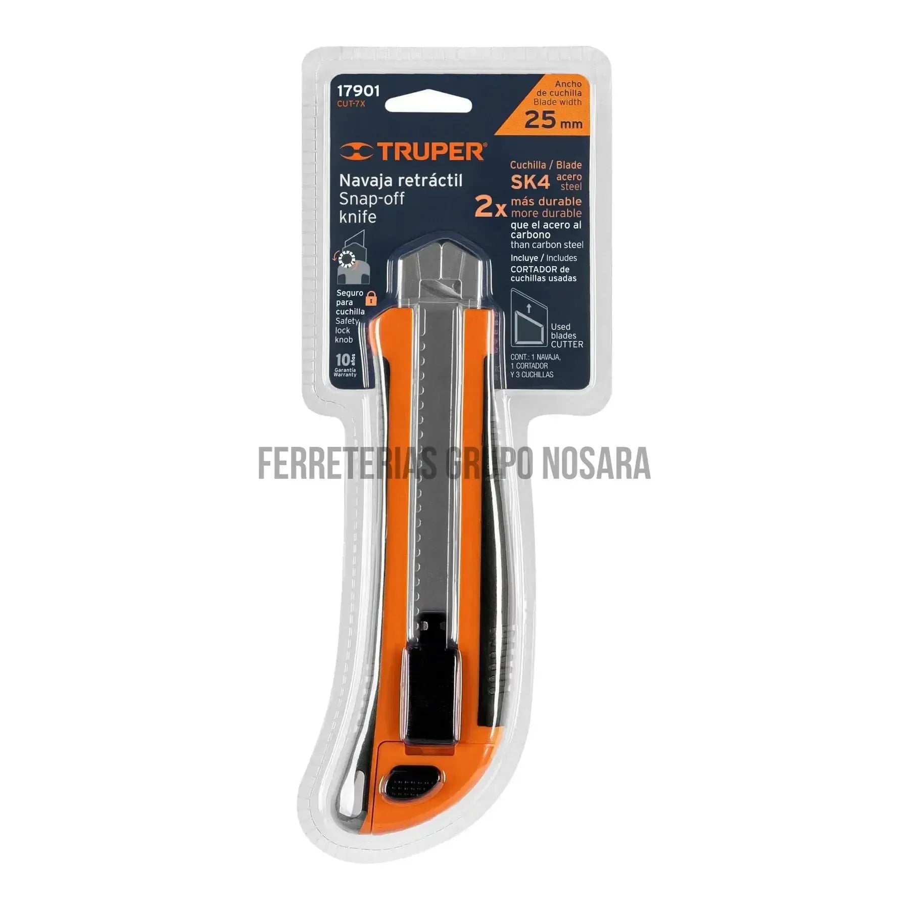 Cutter 25 mm profesional con alma metálica y grip, Truper / 17901-