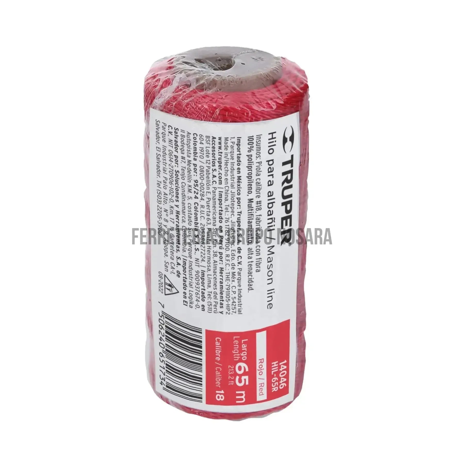Carrete con 65 m de hilo para albañil rojo, Truper / 14046-