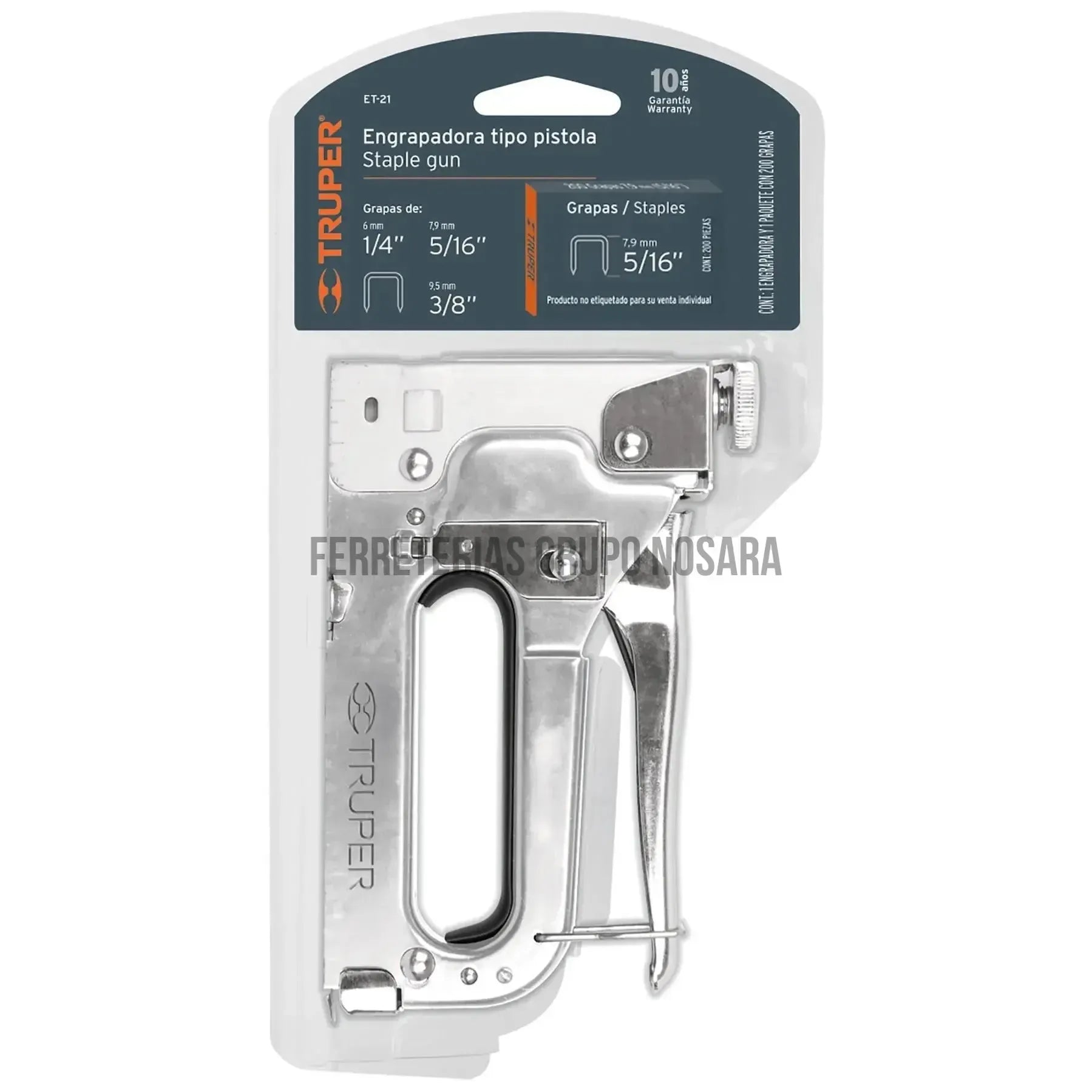 Engrapadora tipo pistola para ¼',5/16', 3/8', con 200 grapas / 17963-