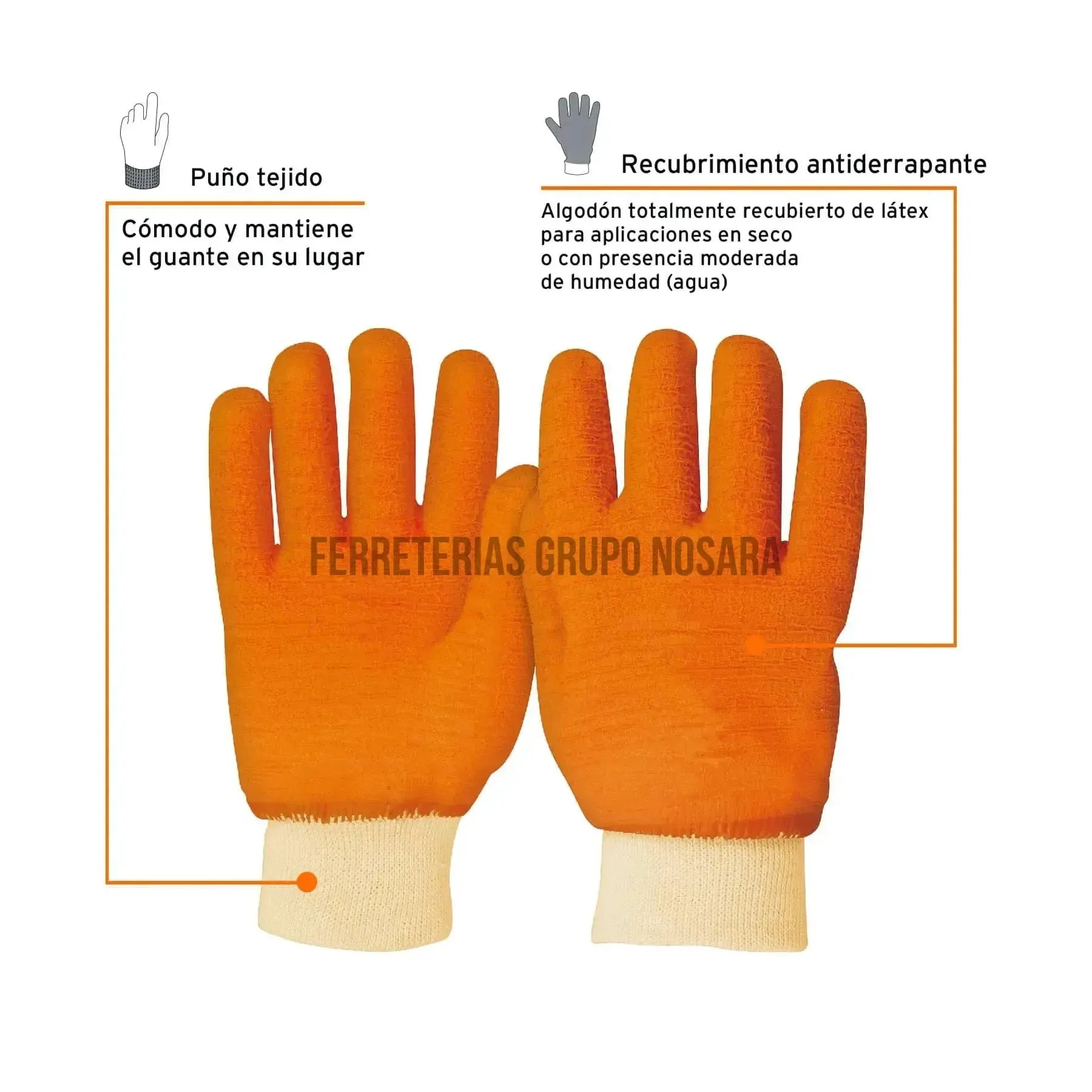 Guantes de algodón recubrimiento de látex, unitalla, Truper / 14248-