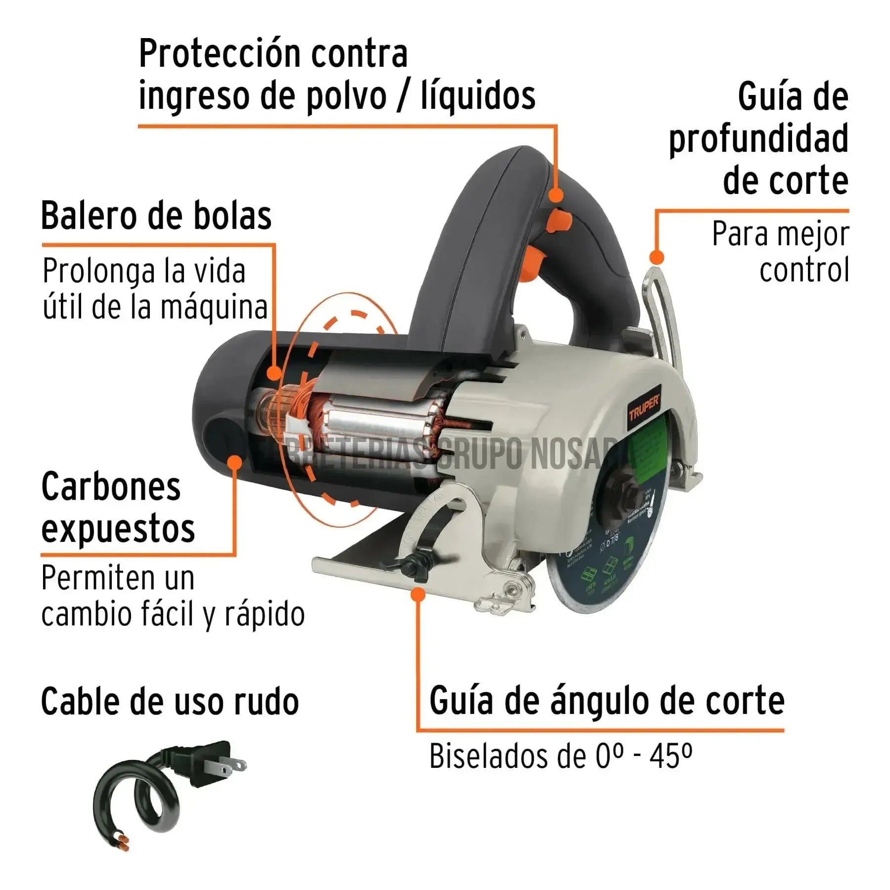Cortadora eléctrica 4-1/2" para azulejos, 1320W, industrial / 13978-
