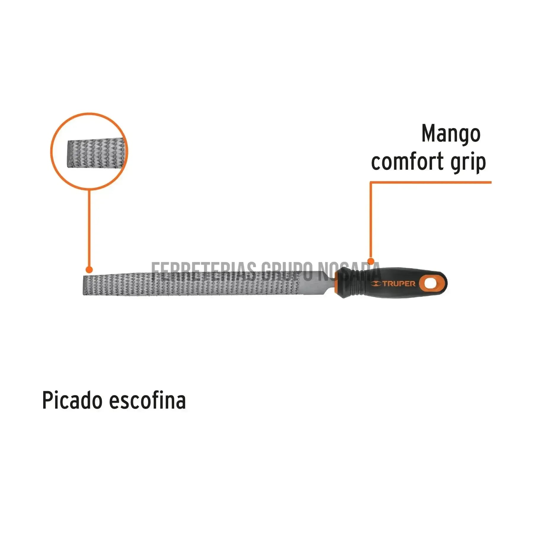 TRUPER LIMA ESCOFINA 6" C/MANGO #15319-