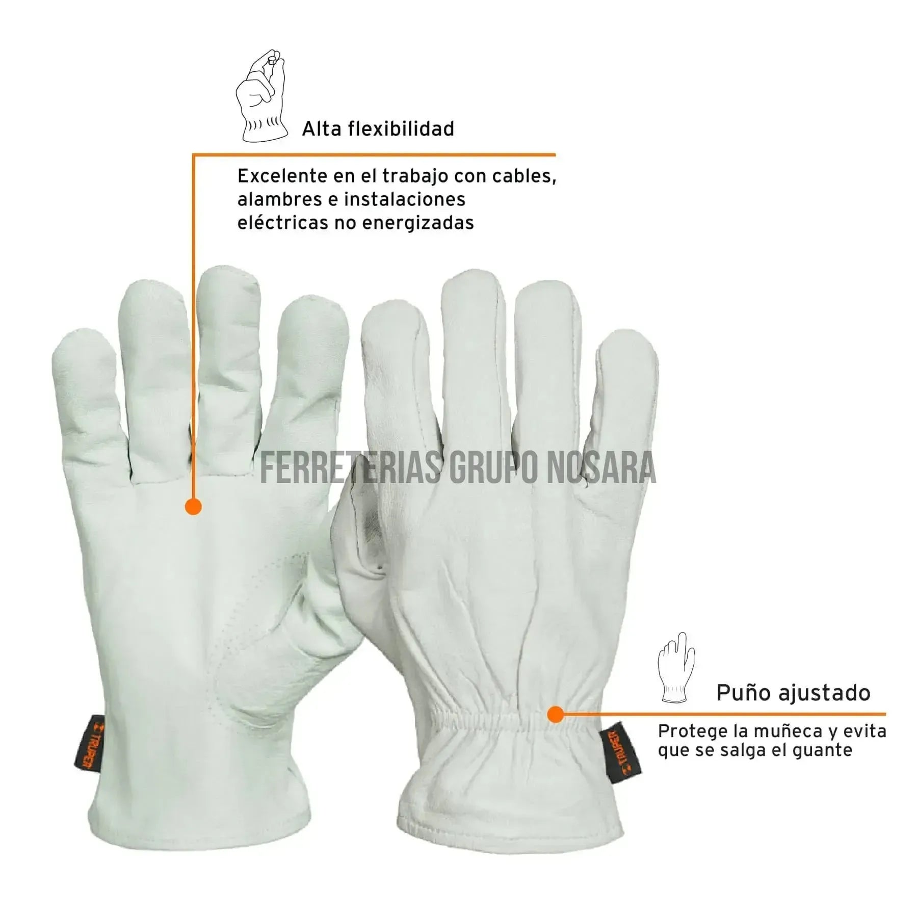 Guantes de piel de cabra, tipo operador, Truper / 14286-