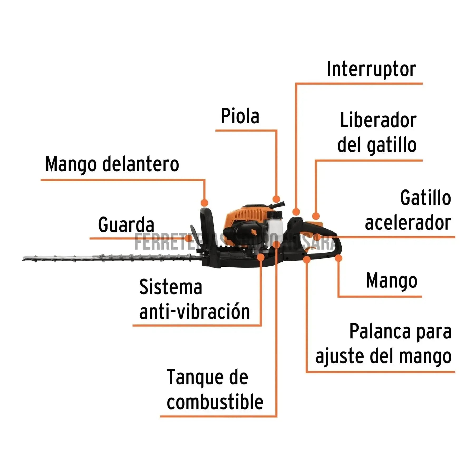 Cortasetos con motor a gasolina 26 cc, profesional, Truper / 12251-