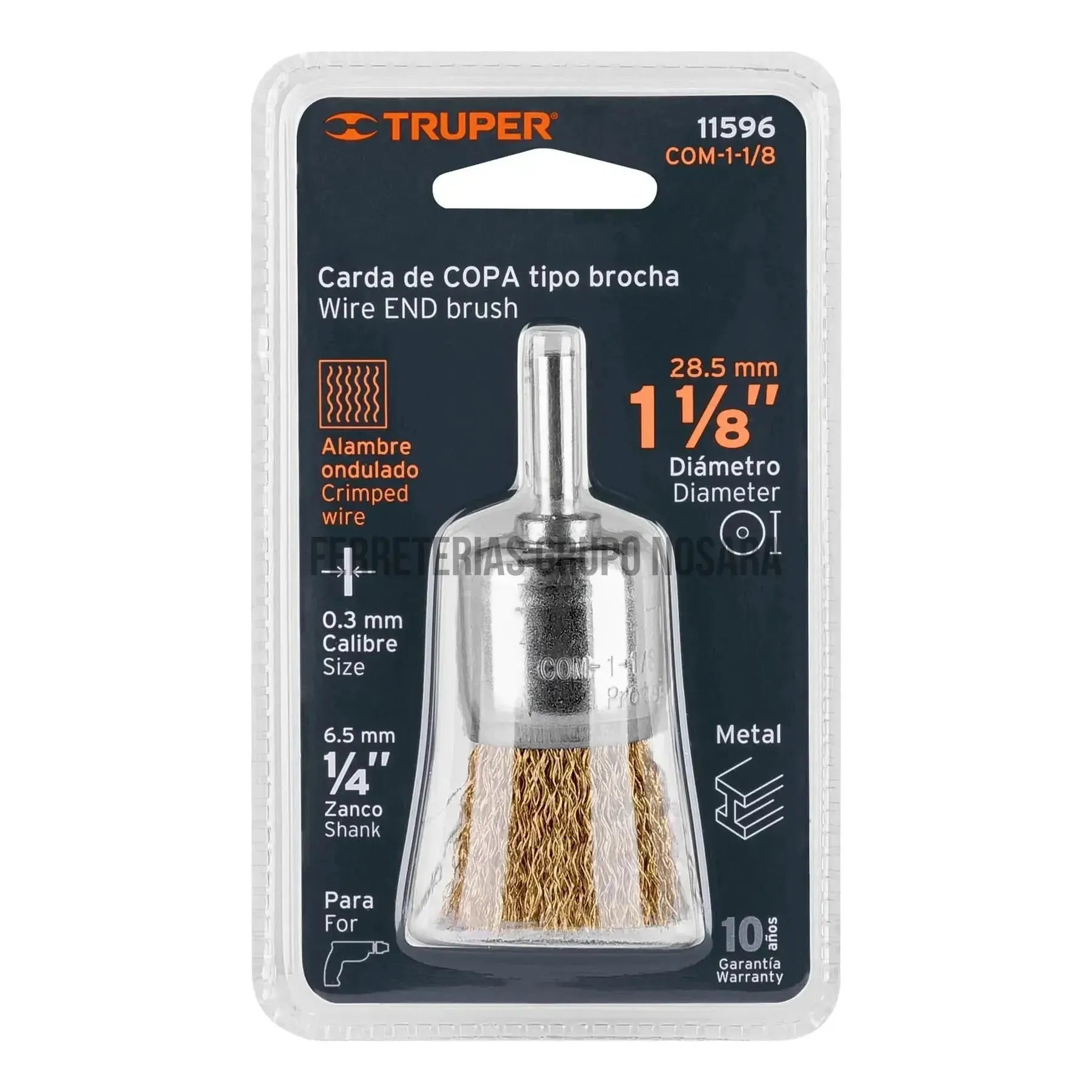 Carda de copa 1-1/8" alambre grueso para taladro, Truper / 11596-