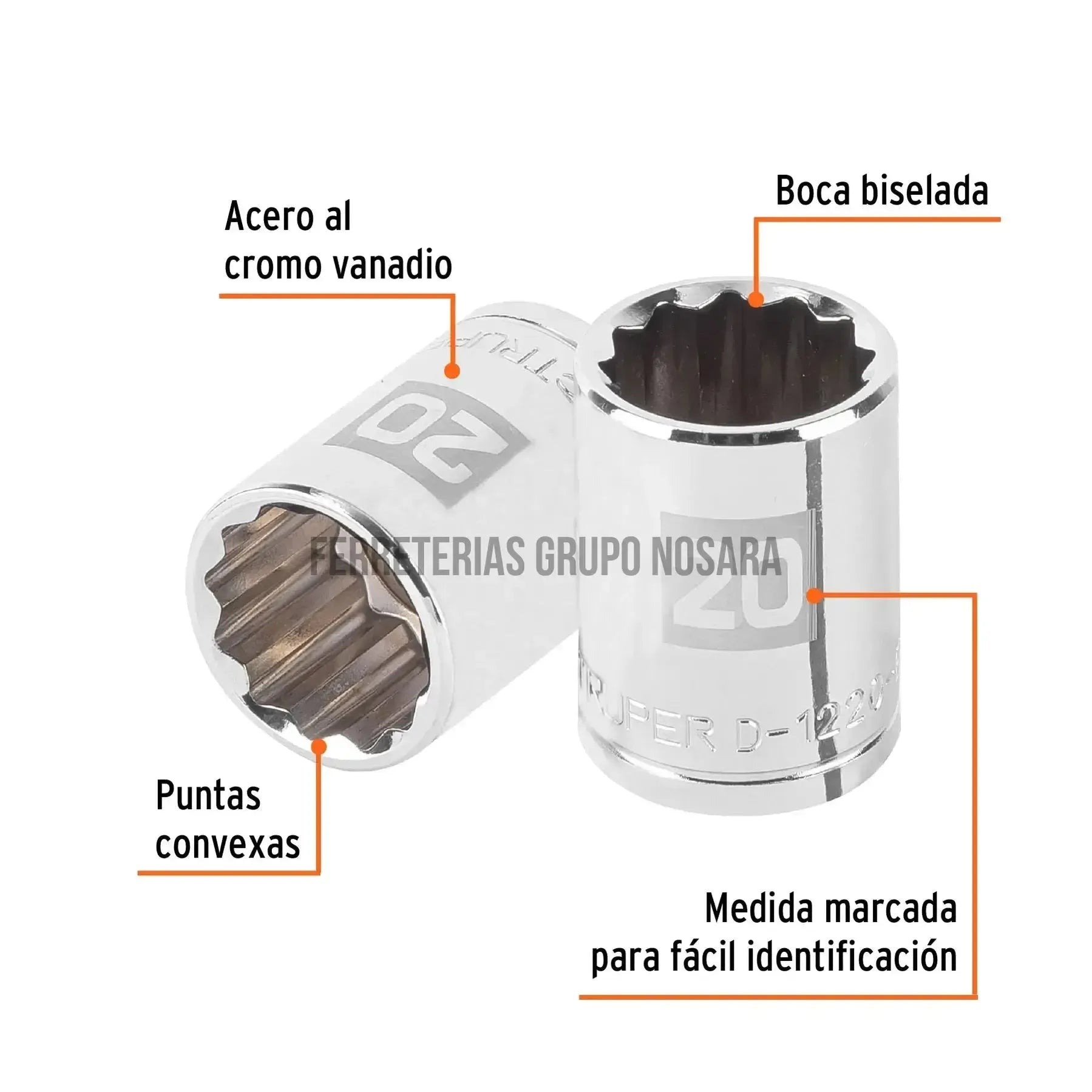 TRUPER CUBO ESTRIADO 20MM ESP 1/2 13534-