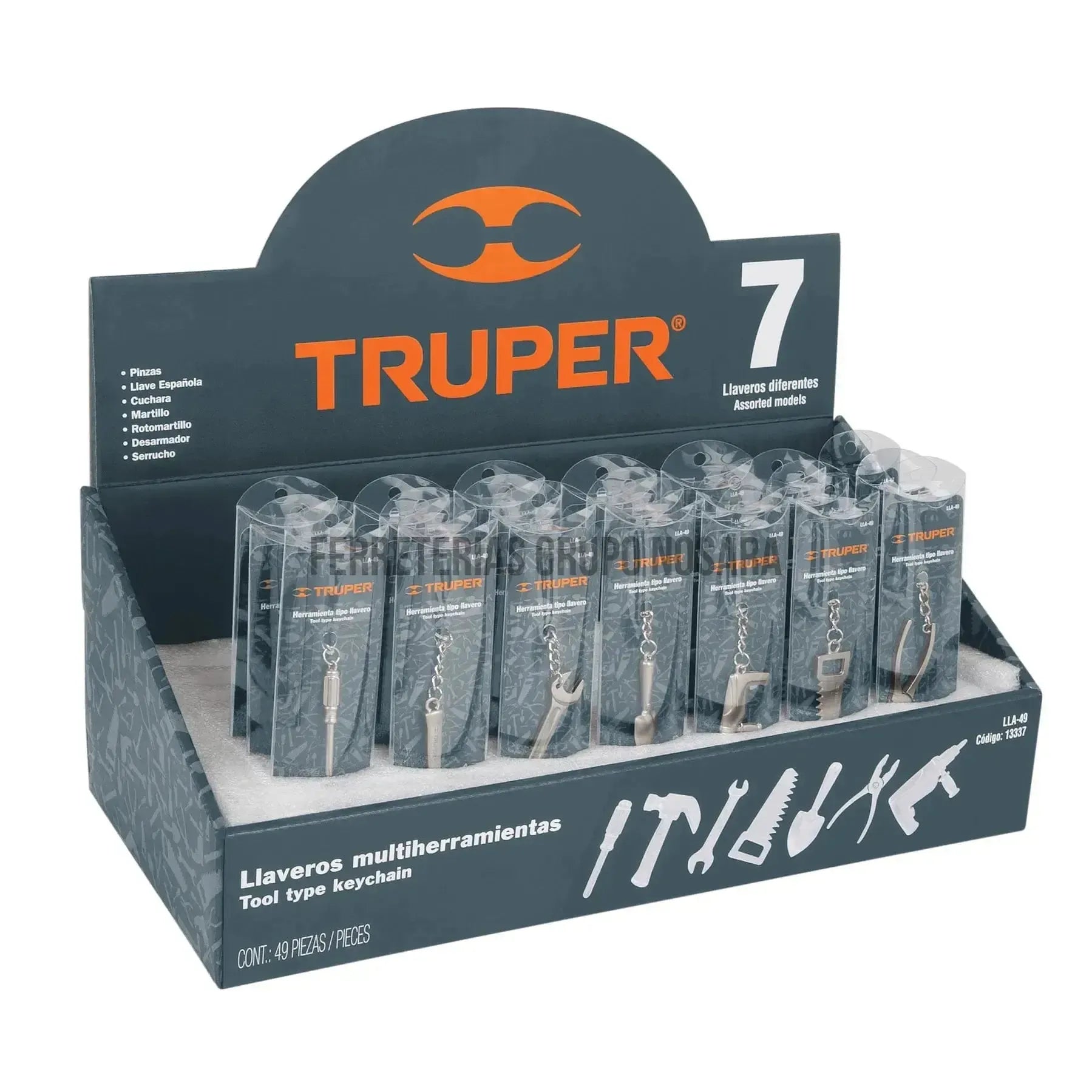 Pieza de llavero tipo herramienta en display box con 49 pz / 13337-