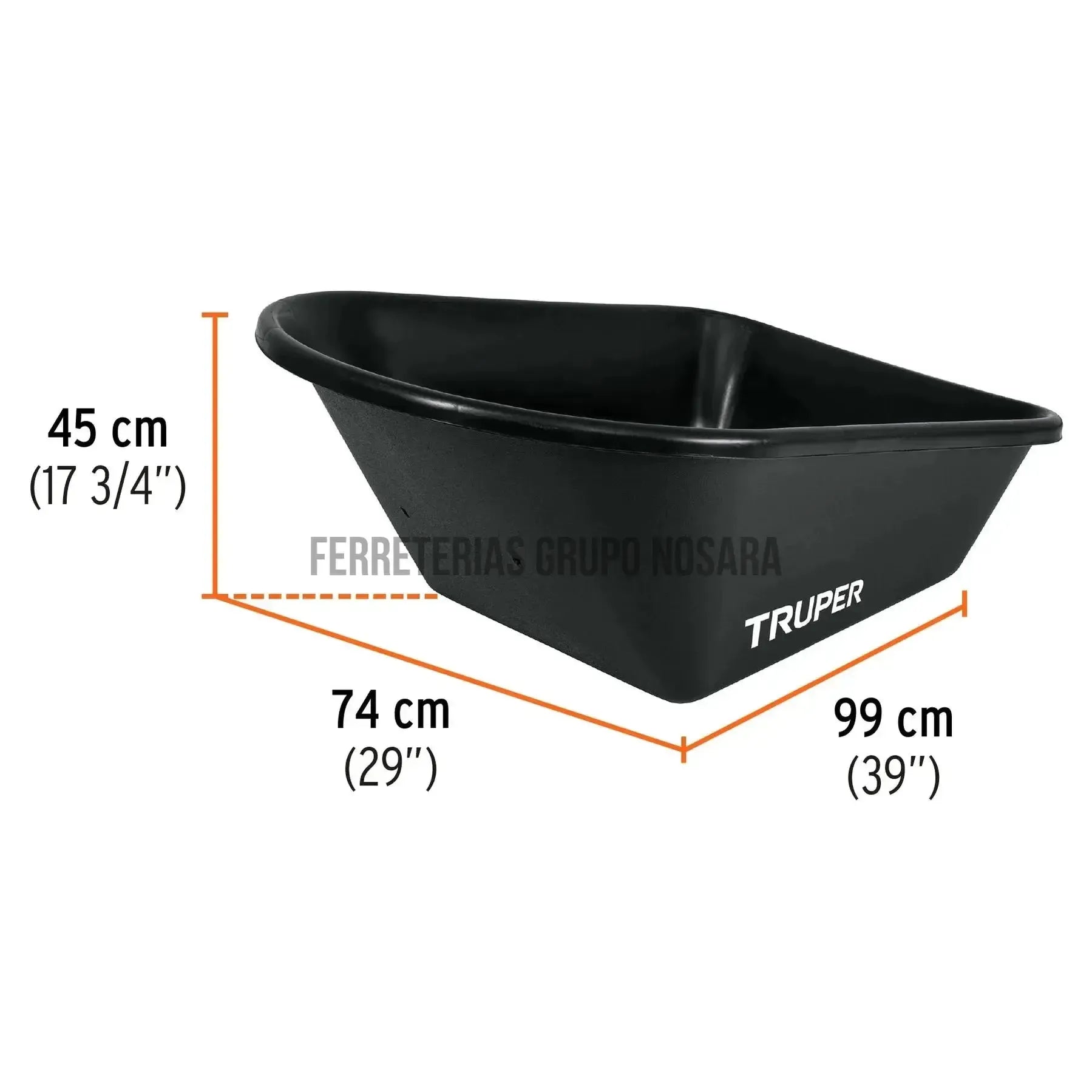 Carretilla concha plástica 6 ft3 Neumática, bastidor tubular / 11777-