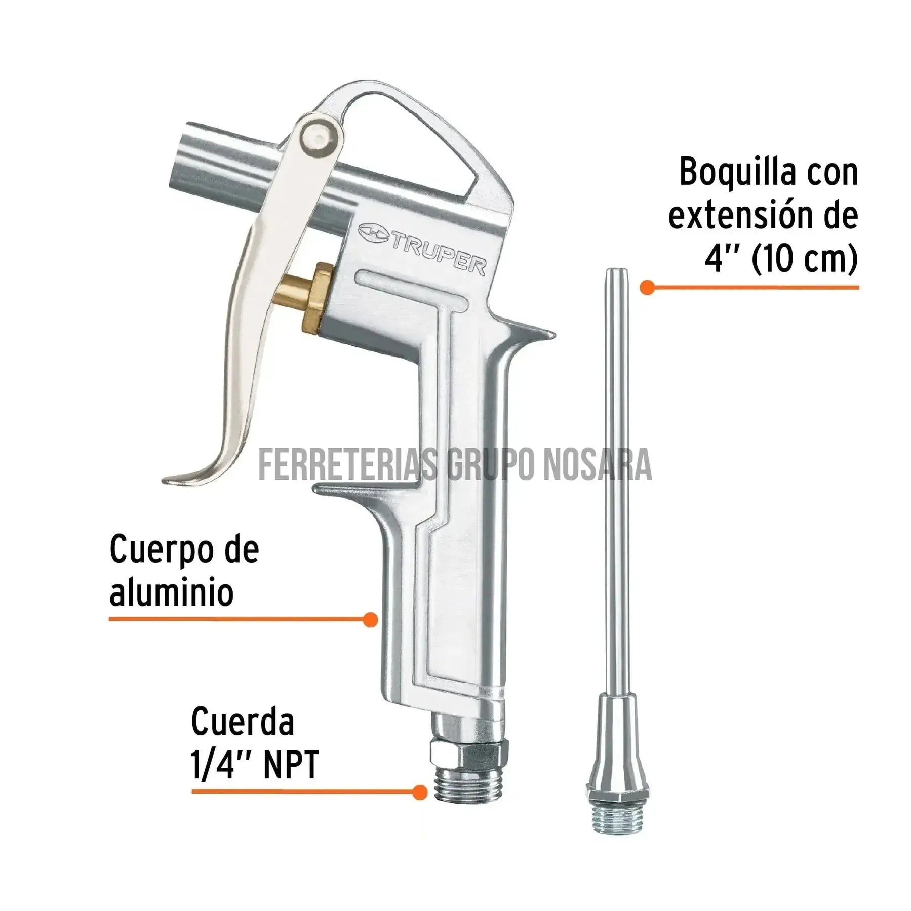 Pistola para sopletear, con extensión de 4", Truper / 19235-