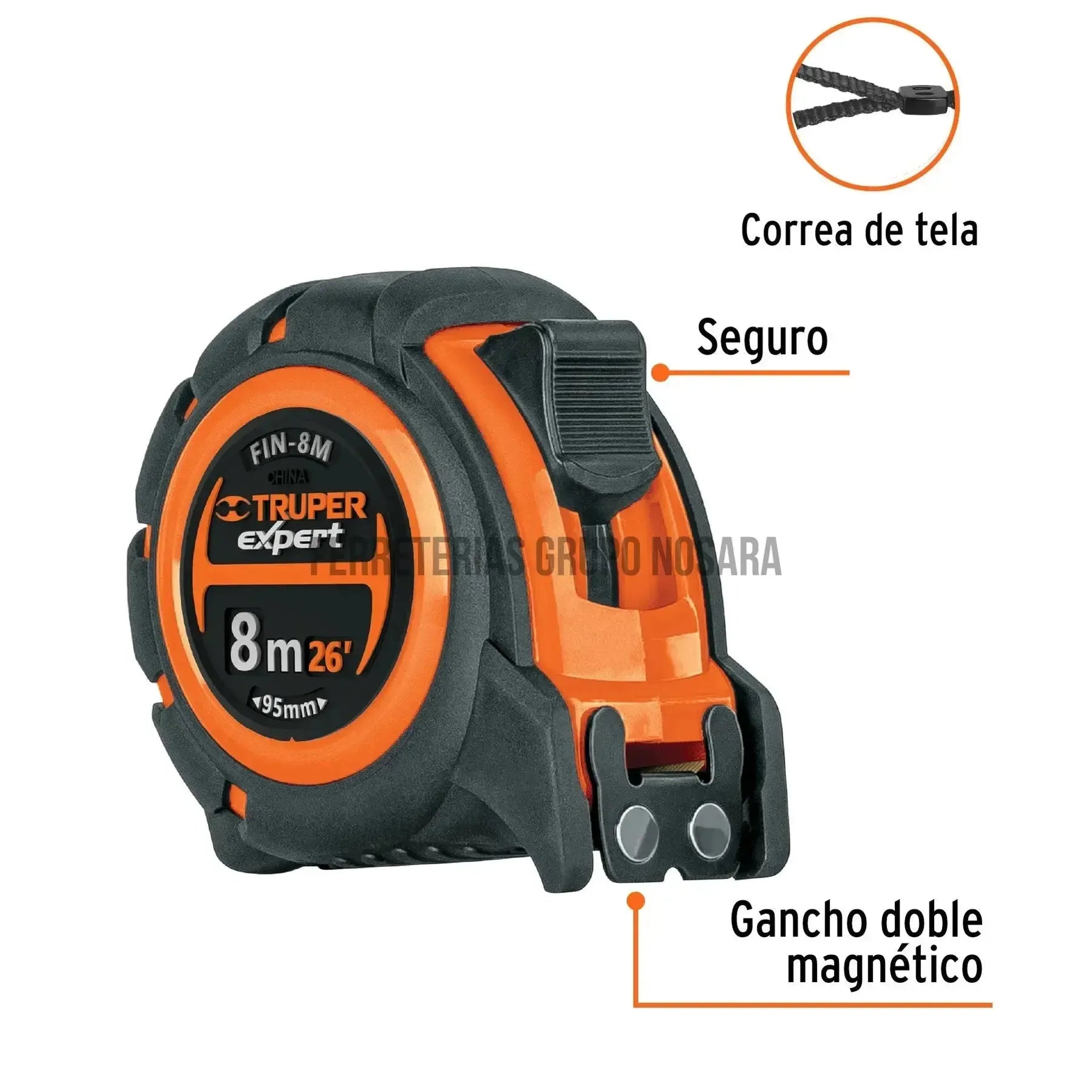 TRUPER CINTA METRICA IND 8MTX1" 12696-