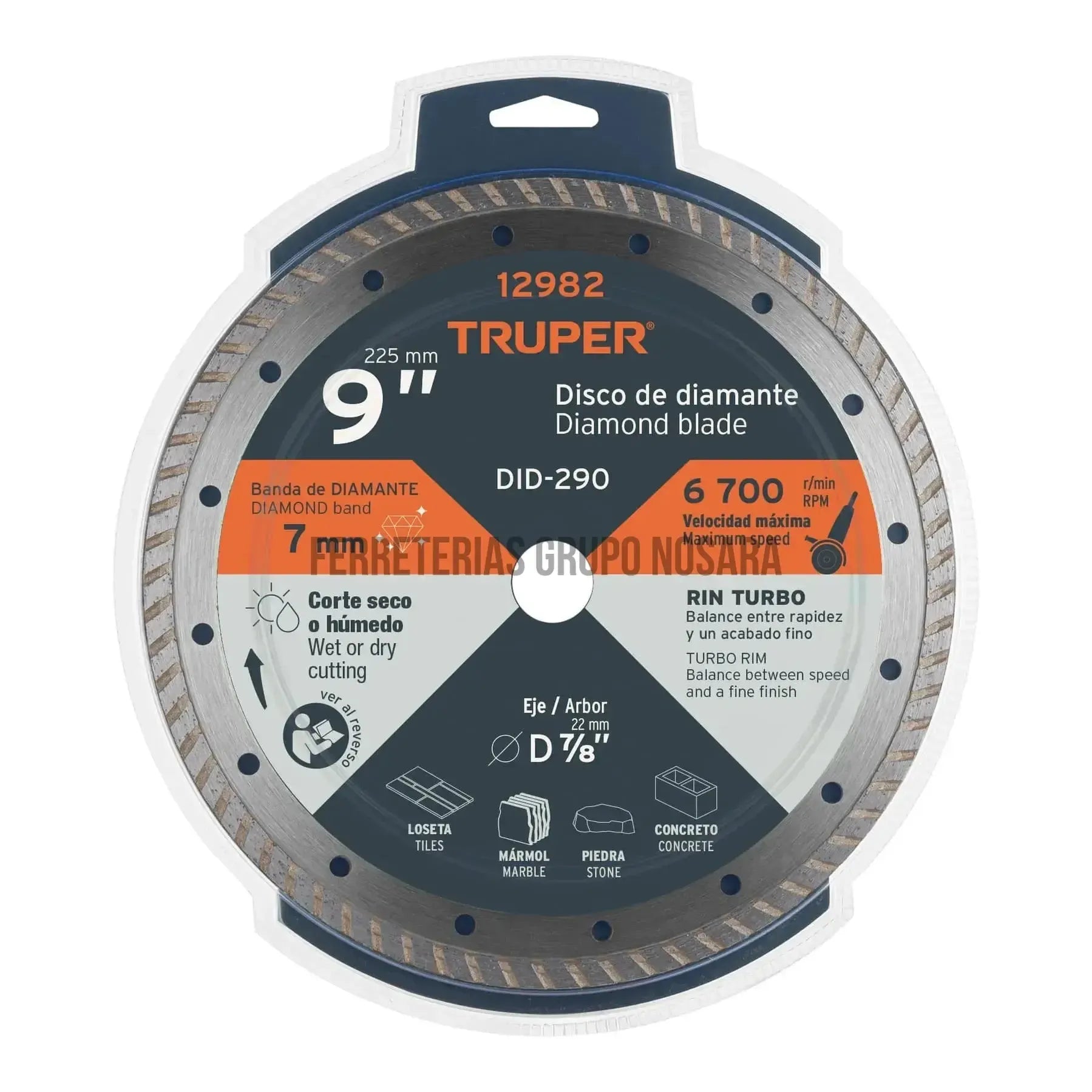 TRUPER DISCO DIAMANTE TURBO 9" 12982-