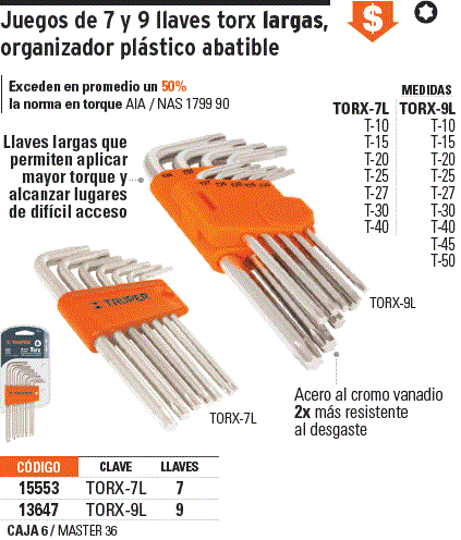 TRUPER JGO LLAVES ALLEN TORX 9PZ 13647-