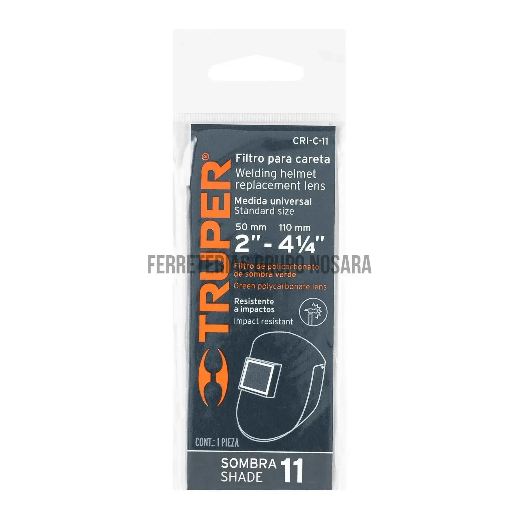 Lente sombra 11 para caretas abatibles Truper y Pretul / 14275-