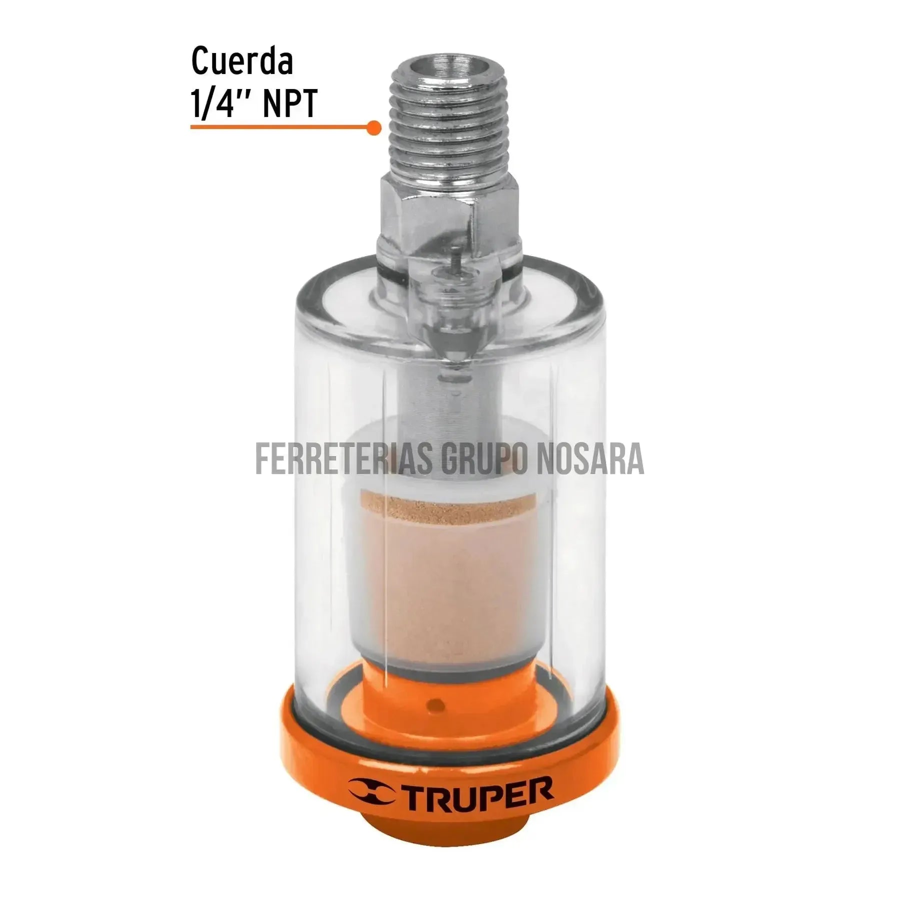 Filtro separador de agua y aceite, cuerda 1/4 NPT, Truper / 19027-