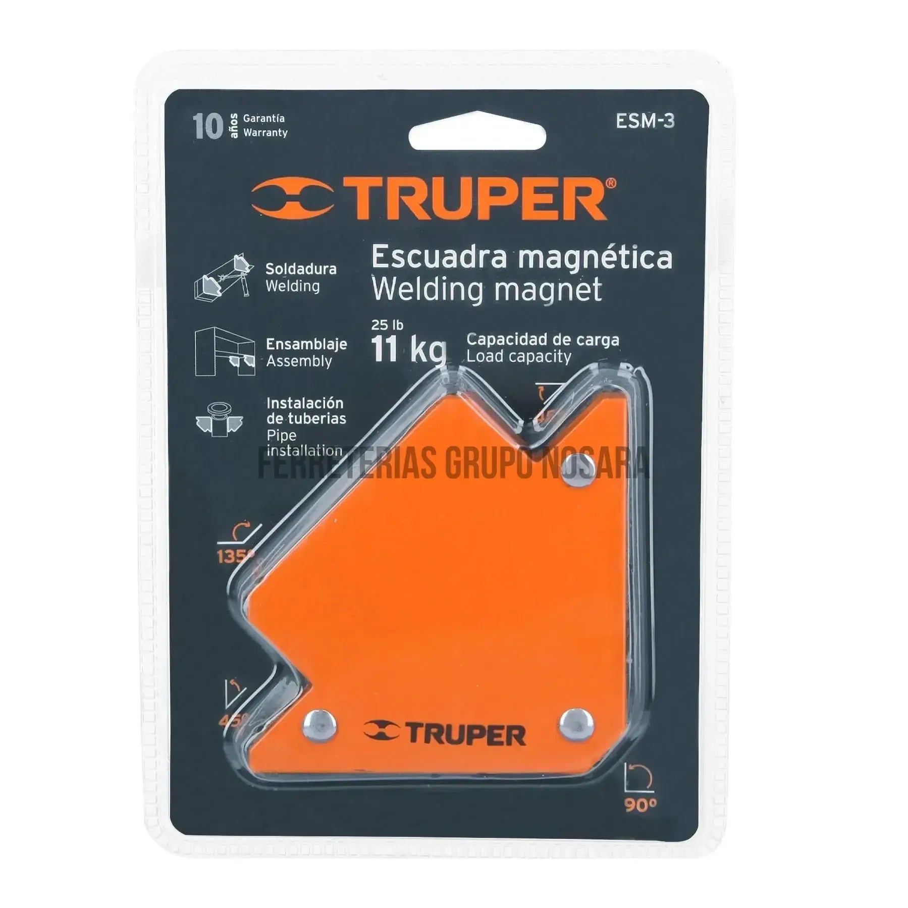 Escuadra magnética 3" para soldar, capacidad 11 kg, Truper / 12119-