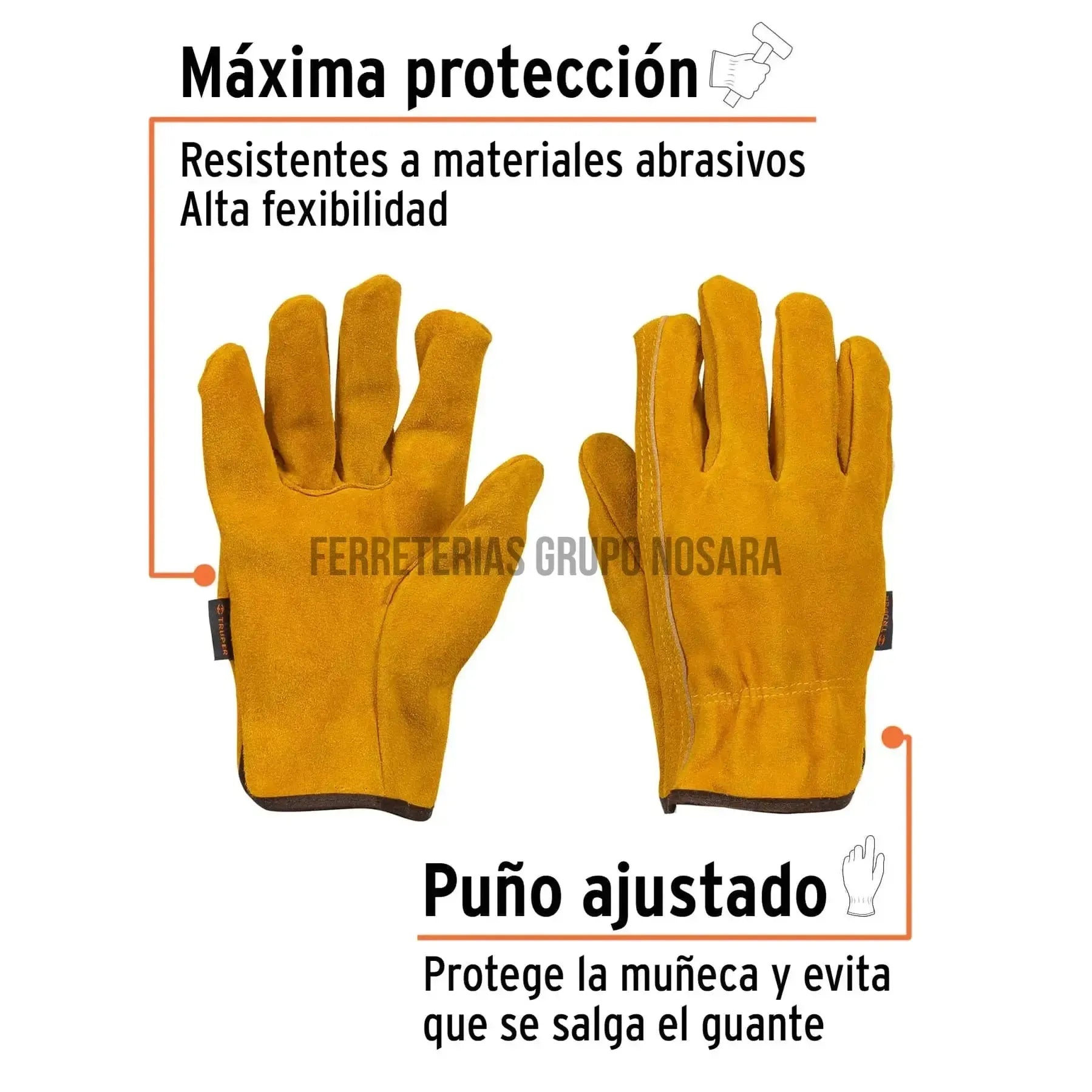 Guantes de carnaza, usos generales, chicos, Truper / 15248-