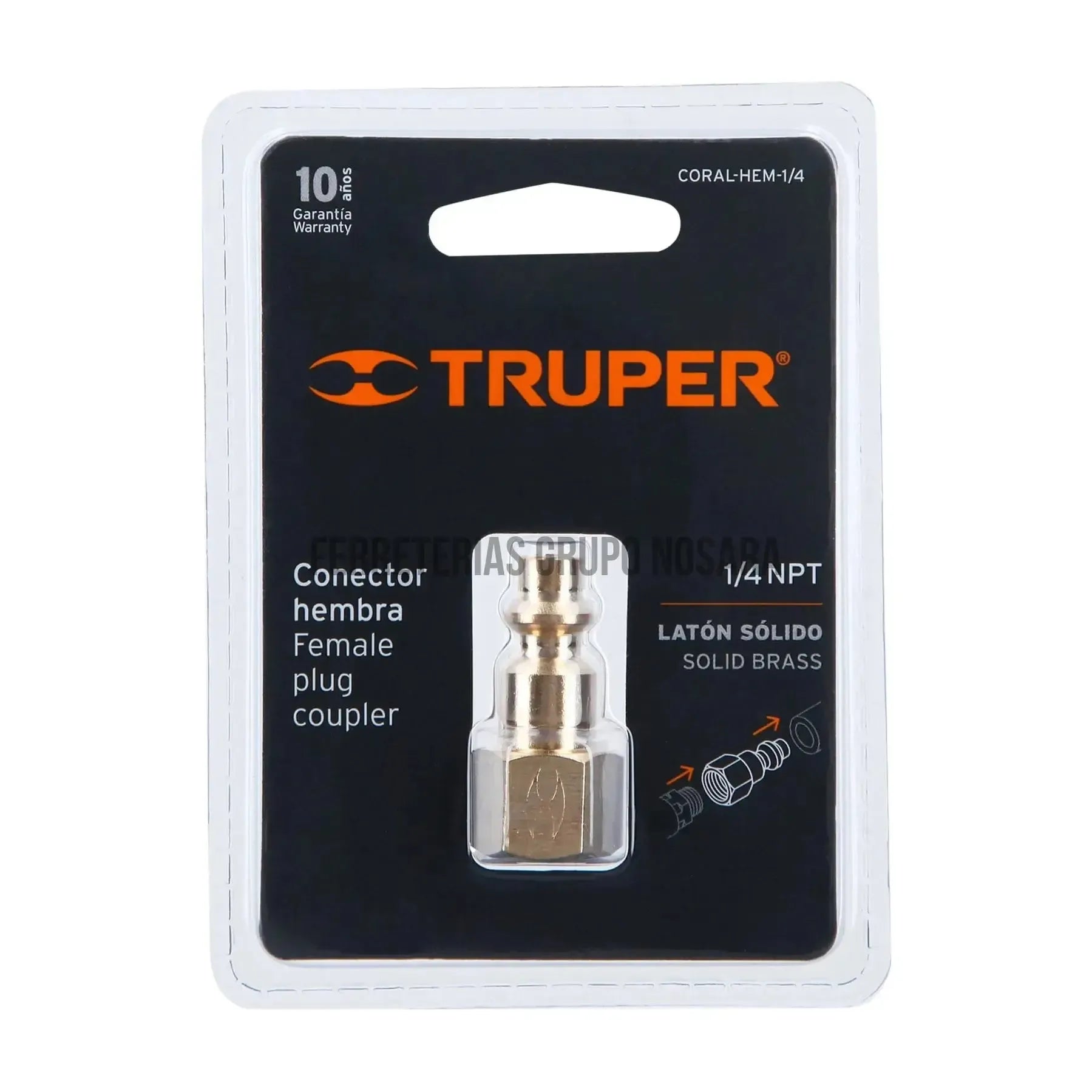 Conector rápido de latón, tipo F, cuerda 1/4" NPT, hembra / 19082-