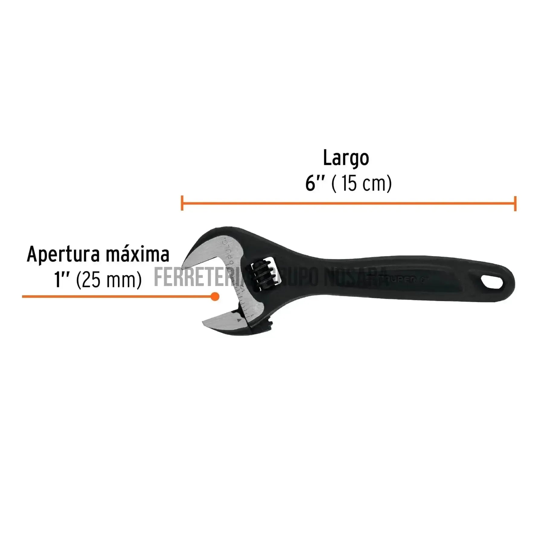 Llave ajustable (perico) 6" profesional pavonada, Expert / 15500-