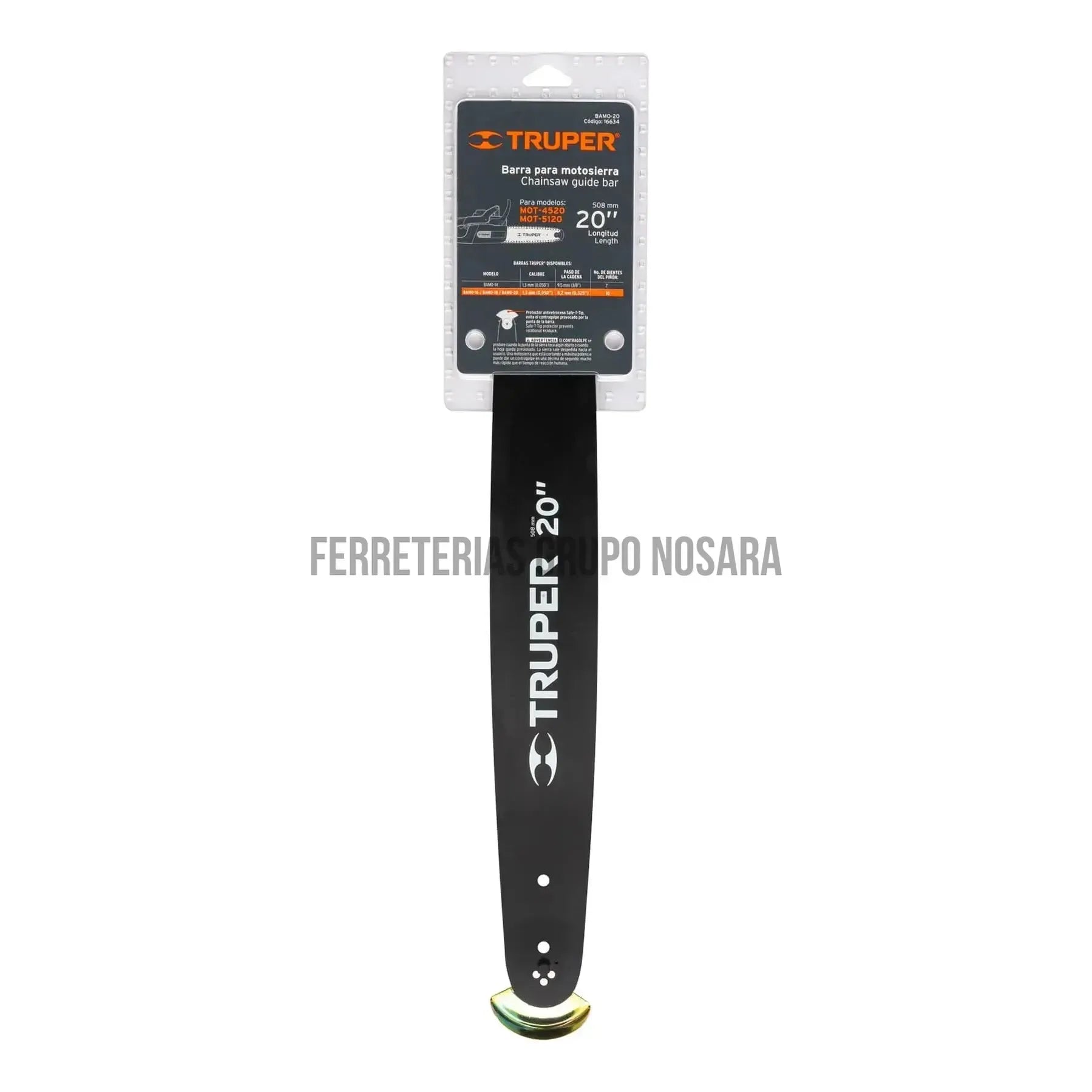Barra de repuesto 20" para motosierra a gasolina, Truper / 16634-