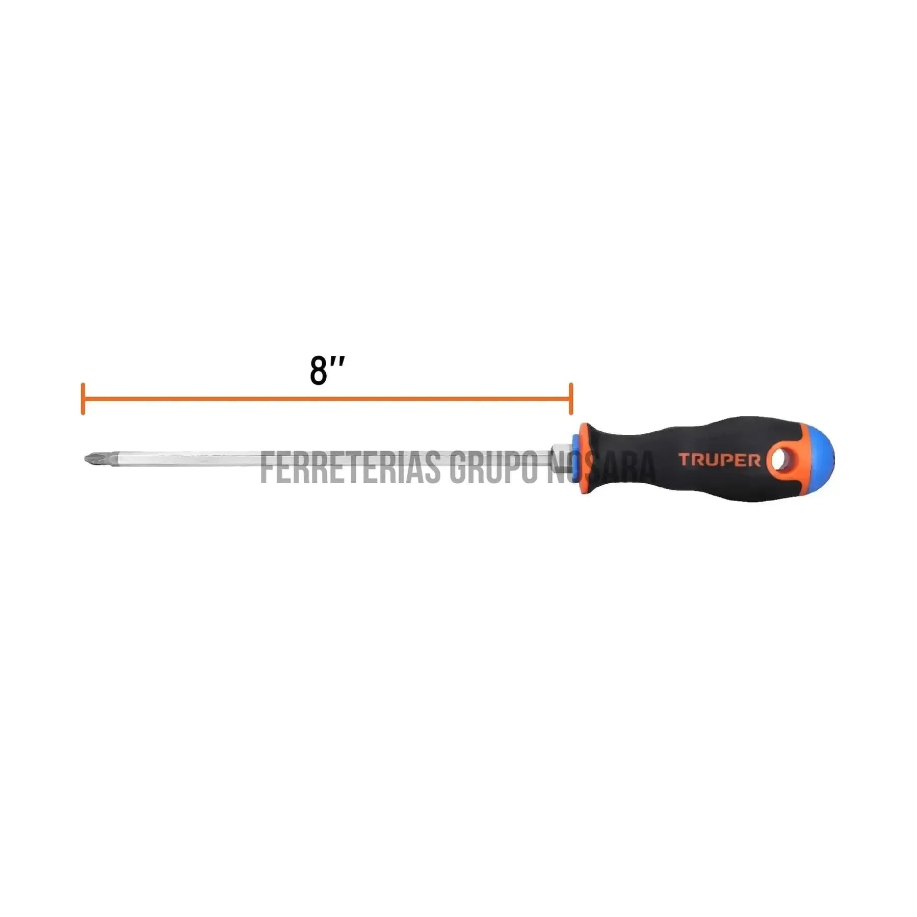 Desarmador de cruz 1/4" x 8" mango Comfort Grip, Truper / 14082-