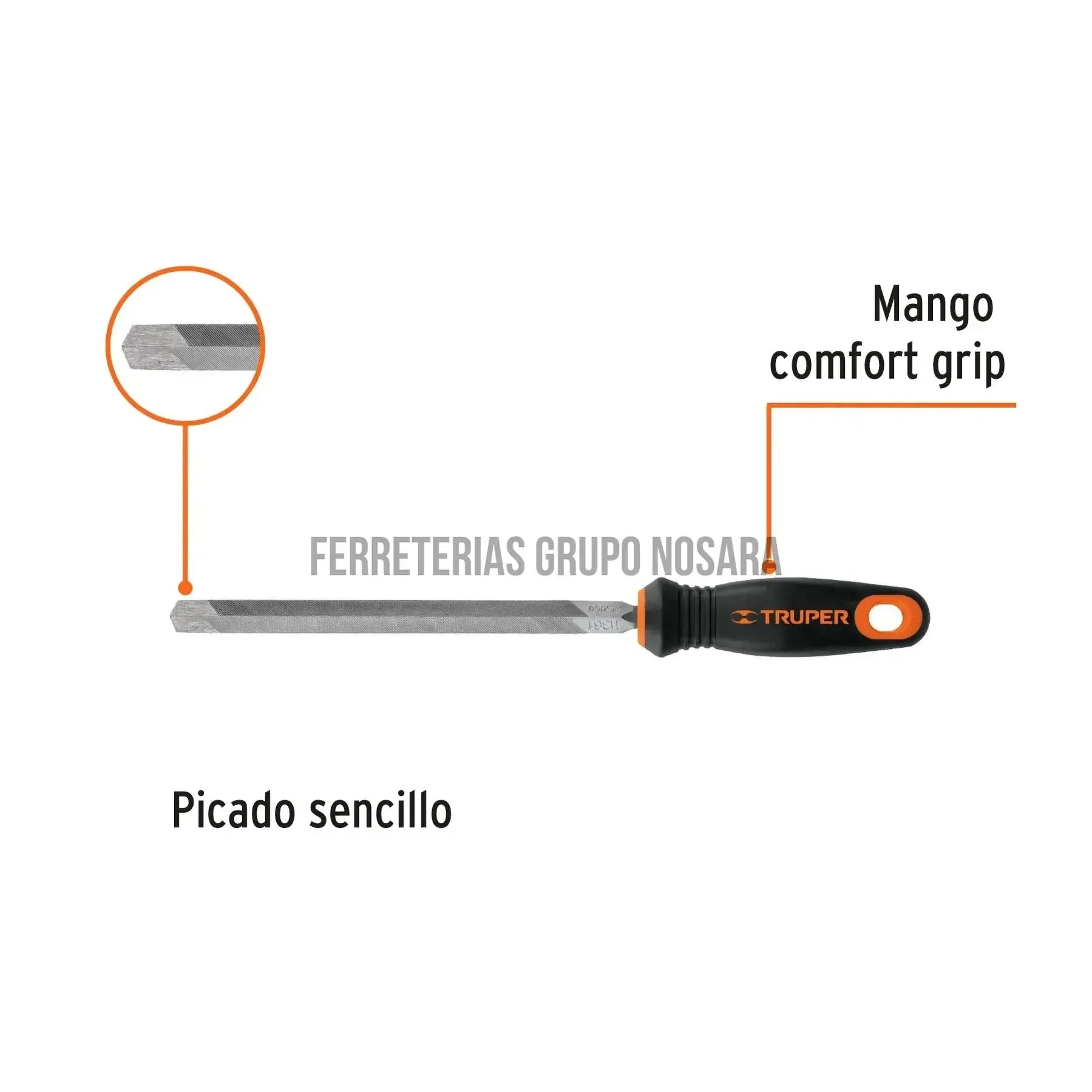 TRUPER LIMA TRIANGULAR 8" C/MANGO #15308-