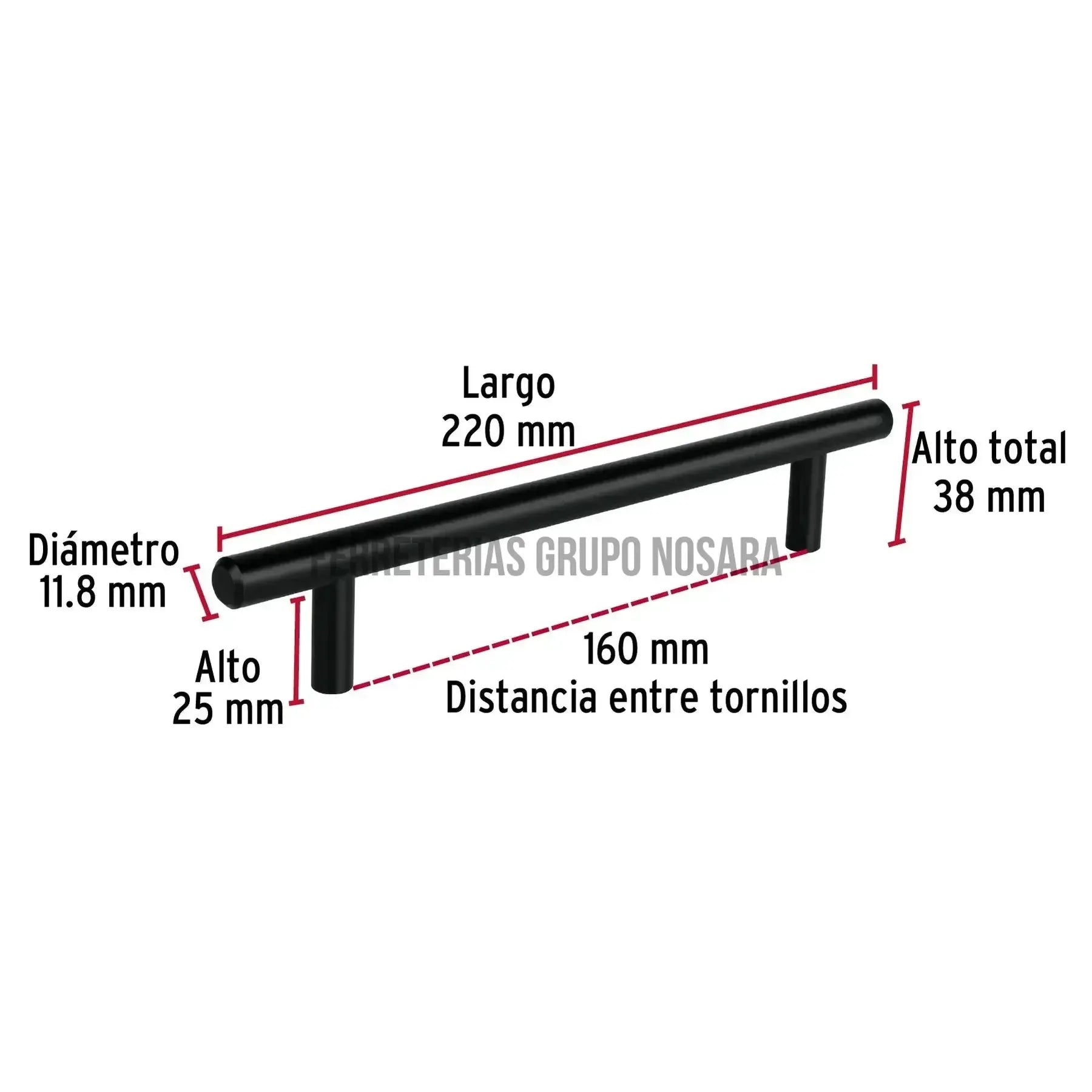 HERMEX AGARRADERA NEGRA 160MM 49733-