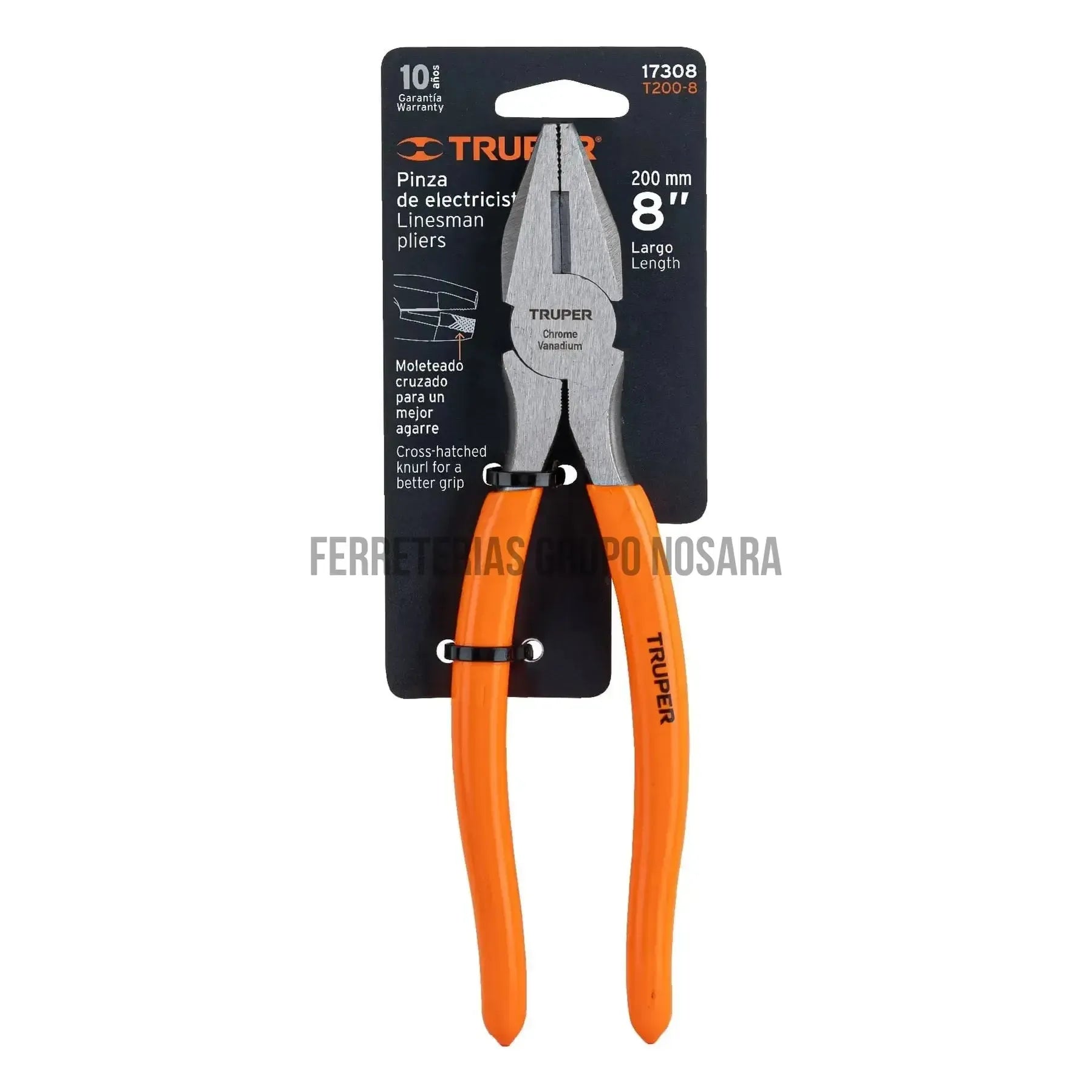 Pinza para electricista 8 mango de PVC, Truper T200-8 / 17308-