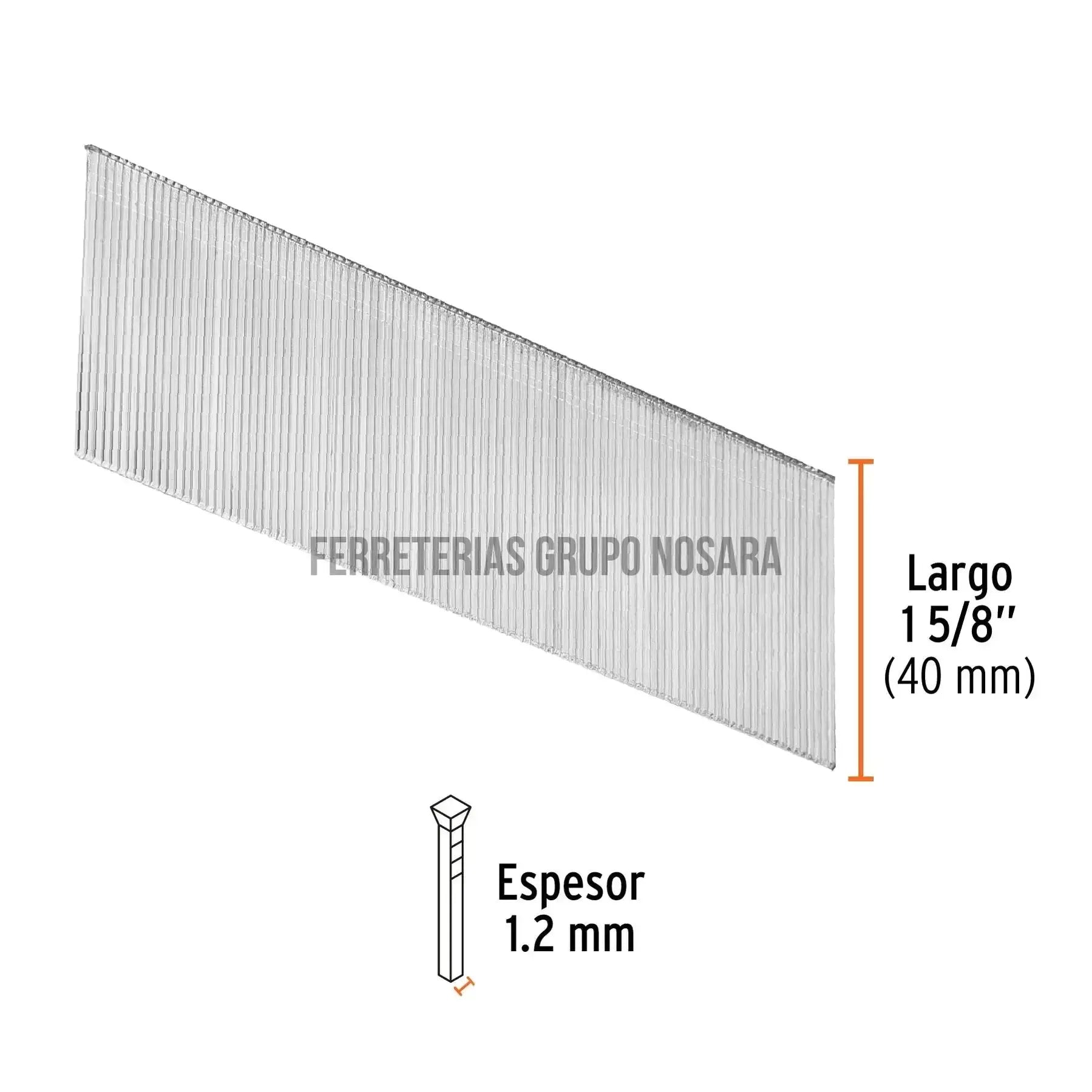 Caja con 5000 clavos calibre 18, 40 mm para CLNE-18, Truper / 18267-