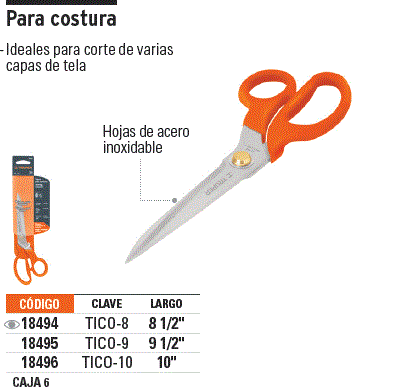 TRUPER TIJERA COSTURA ACERO INOX 18496-