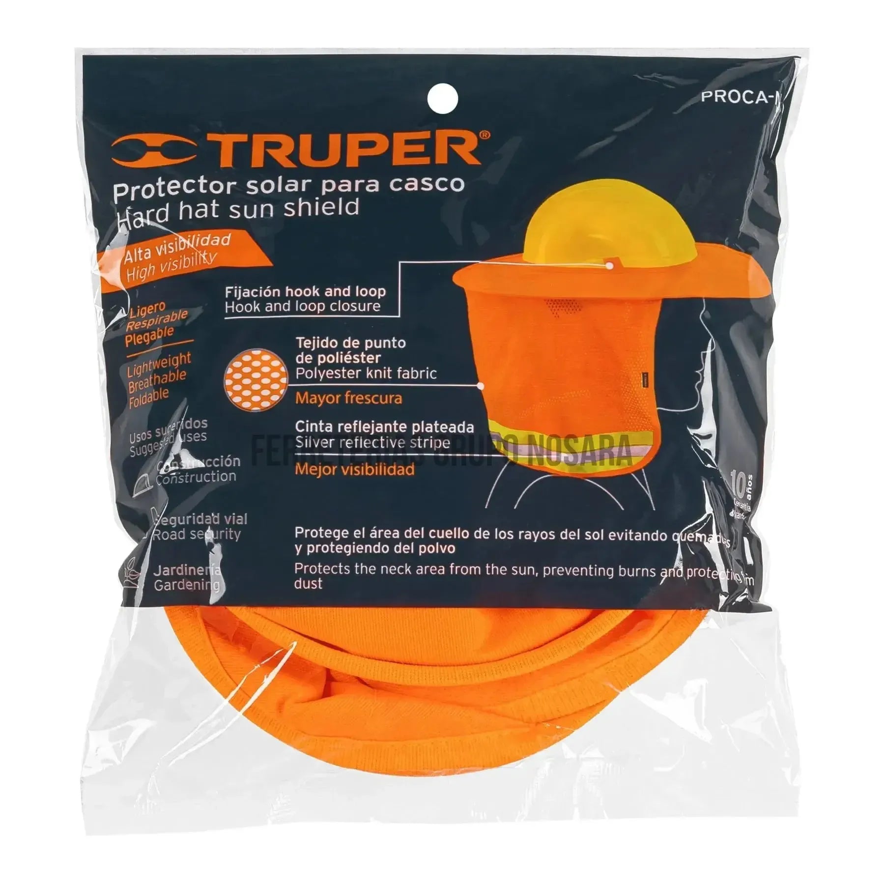 Protector solar plegable para casco, naranja con reflejante / 100353-