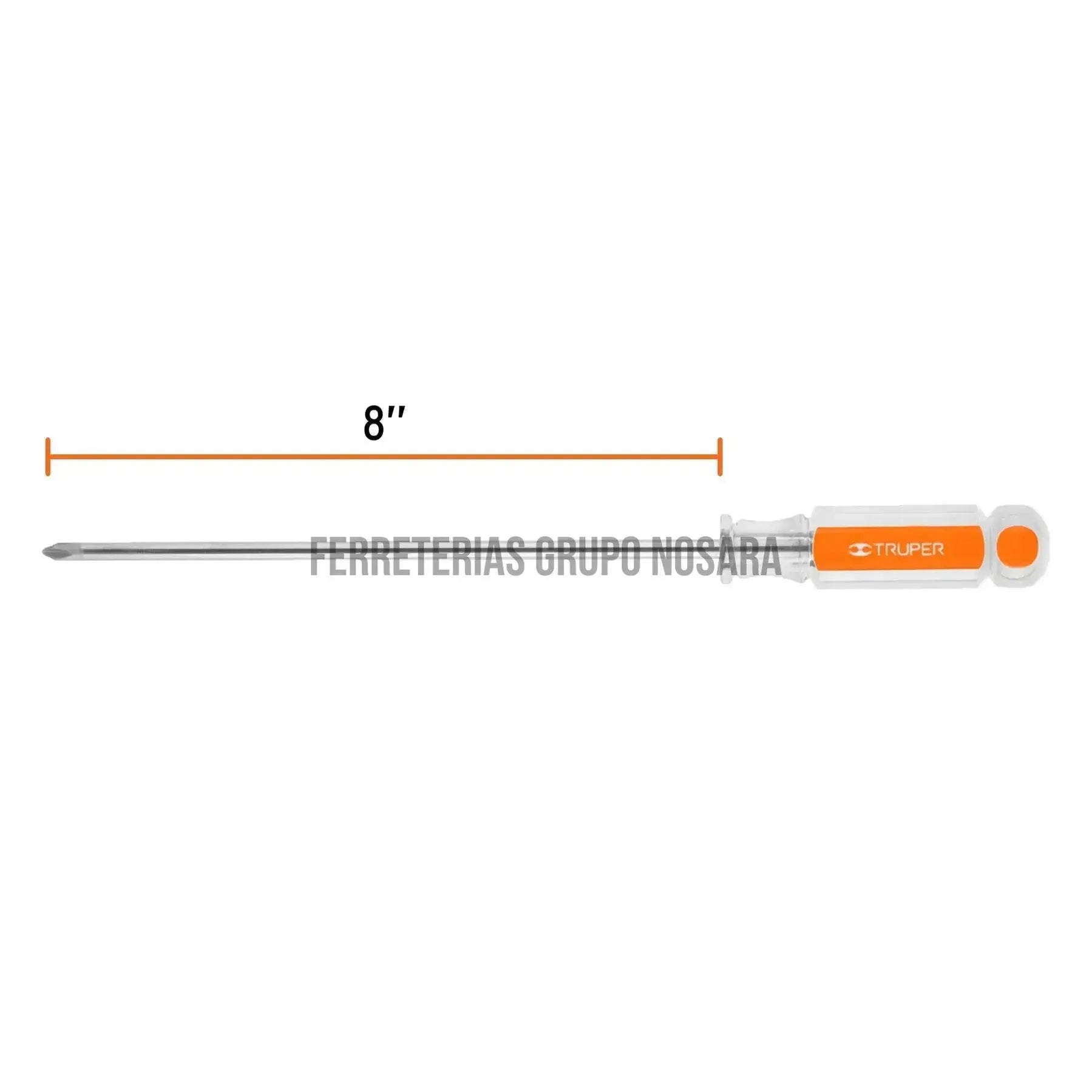 Desarmador de cruz 1/4" x 8" mango de acetato, Truper / 14080-