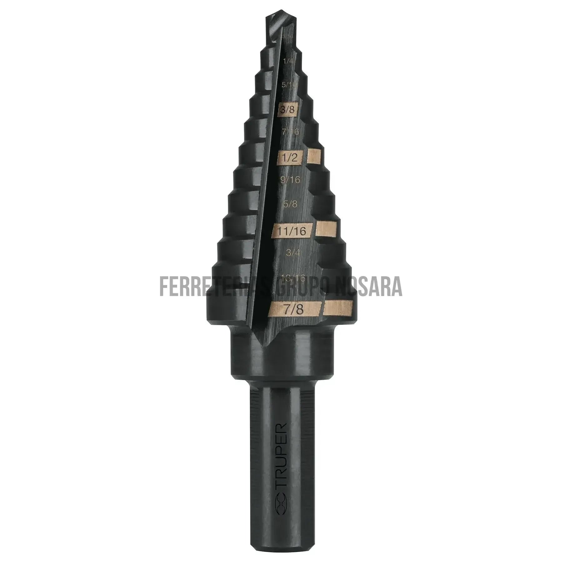 Broca escalonada óxido negro 12 escalones 3/16 a 7/8 TRUPER / 12125-