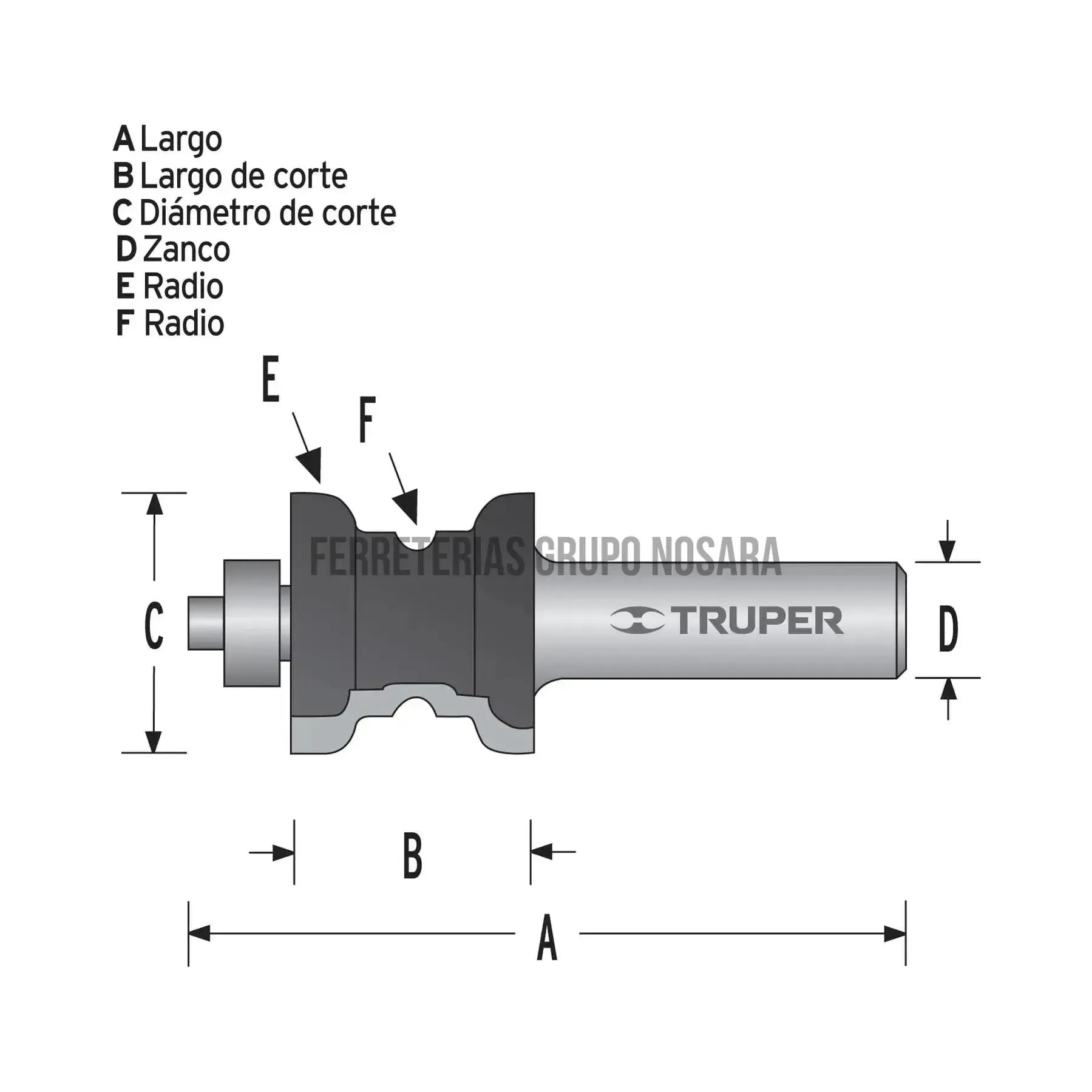 Broca para router, collarin, 7/8" con balero, Truper / 10677-