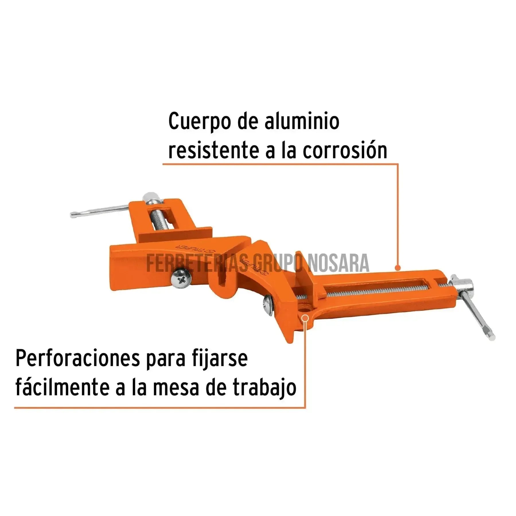 Prensa esquinera de 3" profesional, cuerpo aluminio, Truper / 17690-