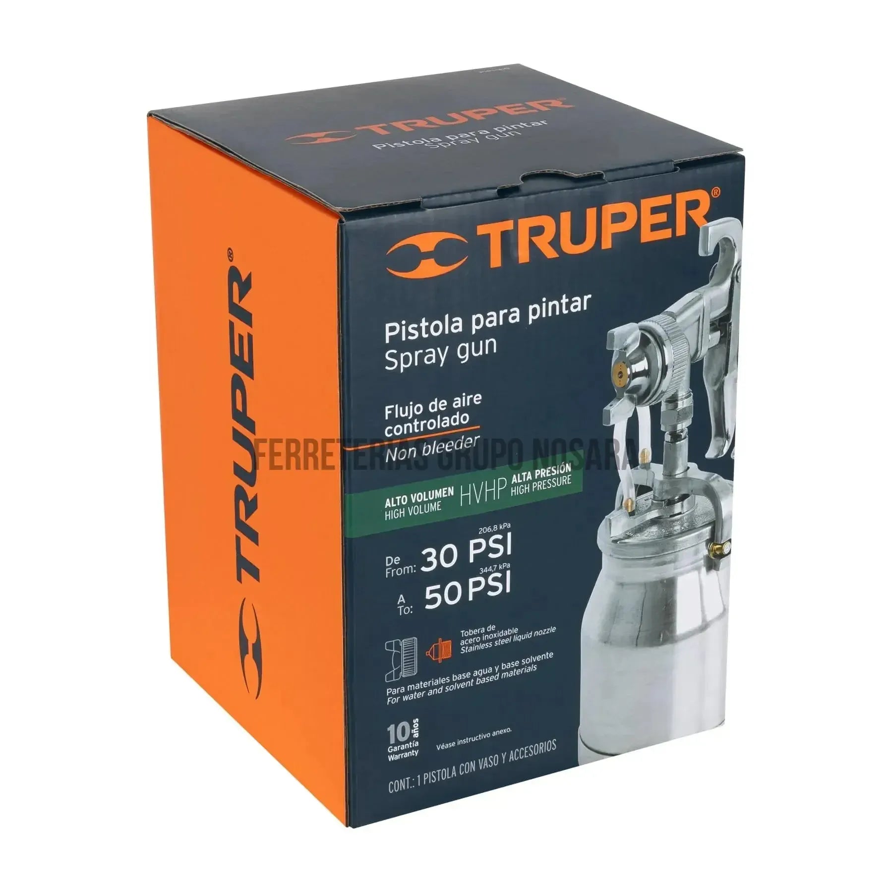 Pistola p/pintar succión HVHP vaso alum, 1.8mm, 2 vál Truper / 14087-