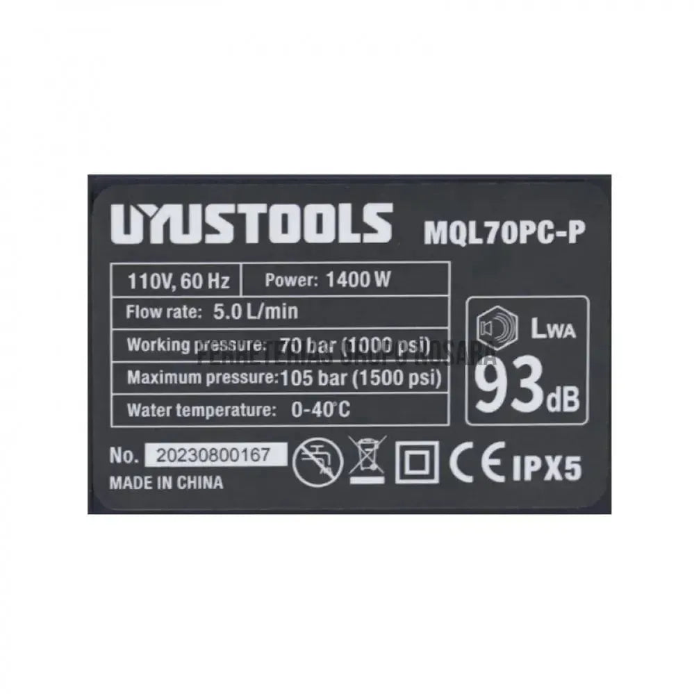 UYUSTOOLS HIDROLAVADORA 1400W MQL70PC-P-