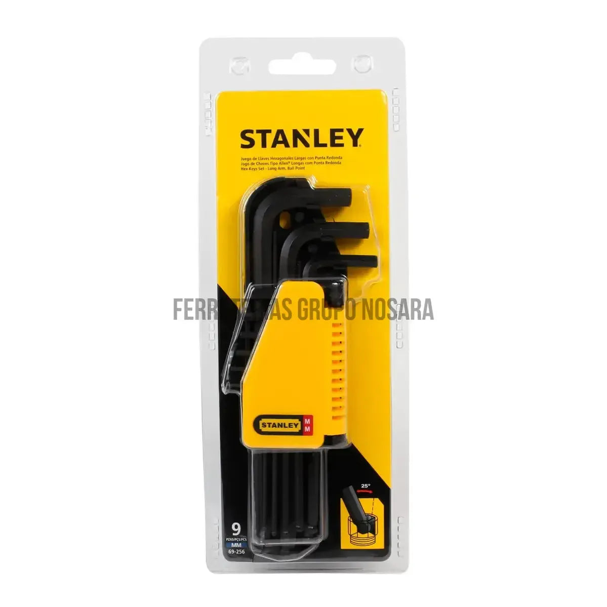 Juego de Llaves Hexagonales Largas con Punta Redonda Métricas 9 piezas Stanley 69-256-